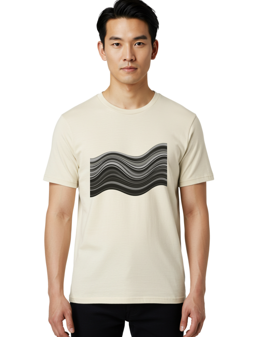 Wavy-Lines Men'S Graphic Tee, 100% Cotton, Comfortable Casual Summer Wear, Machine Washable, Vintage Camera, Old Camera, Antique Camera, Black Camera, Classic Photography, Photography Equipment, Nostalgic Device, Film Camera, Camera Art Ban969