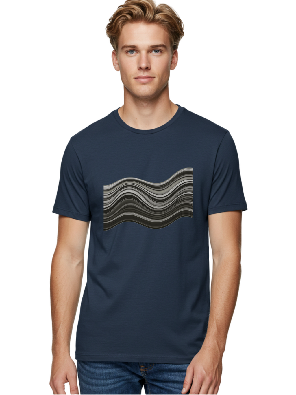 Wavy-Lines Men'S Graphic Tee, 100% Cotton, Comfortable Casual Summer Wear, Machine Washable, Vintage Camera, Old Camera, Antique Camera, Black Camera, Classic Photography, Photography Equipment, Nostalgic Device, Film Camera, Camera Art Ban969