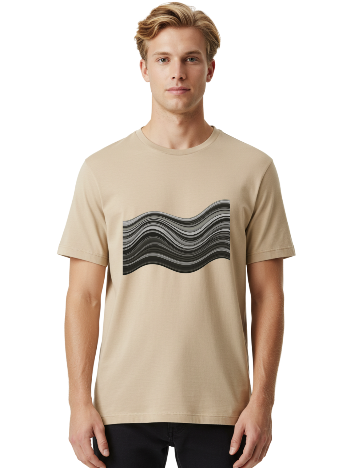 Wavy-Lines Men'S Graphic Tee, 100% Cotton, Comfortable Casual Summer Wear, Machine Washable, Vintage Camera, Old Camera, Antique Camera, Black Camera, Classic Photography, Photography Equipment, Nostalgic Device, Film Camera, Camera Art Ban969
