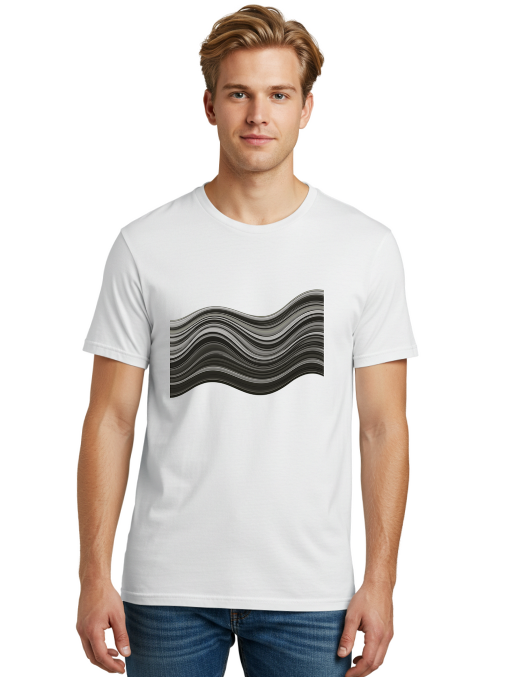 Wavy-Lines Men'S Graphic Tee, 100% Cotton, Comfortable Casual Summer Wear, Machine Washable, Vintage Camera, Old Camera, Antique Camera, Black Camera, Classic Photography, Photography Equipment, Nostalgic Device, Film Camera, Camera Art Ban969