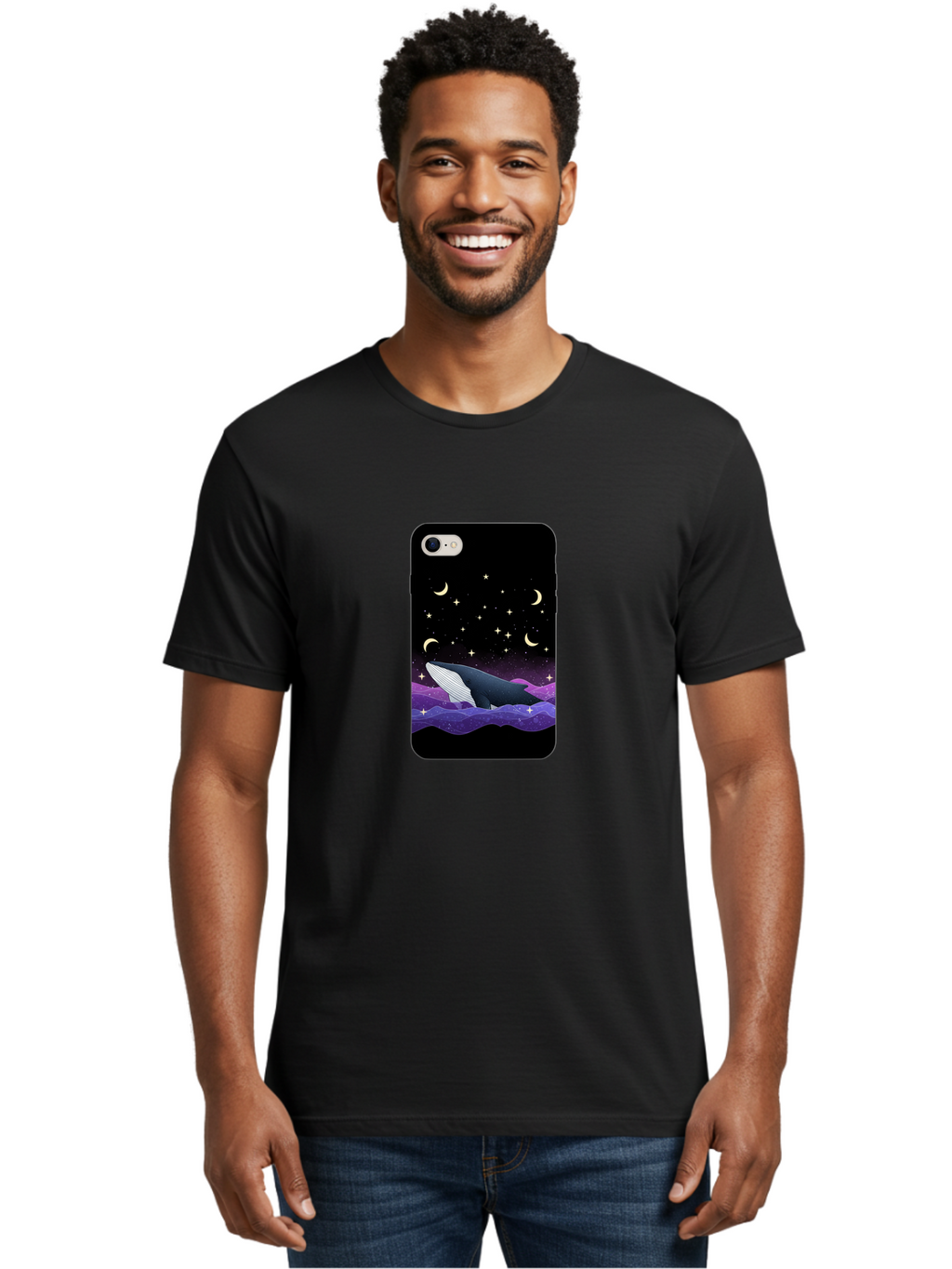 Whale-Phone-Case Men'S Graphic Tee, 100% Cotton, Comfortable Casual Summer Wear, Machine Washable, Vintage Camera, Old Camera, Antique Camera, Black Camera, Classic Photography, Photography Equipment, Nostalgic Device, Film Camera, Camera Art Ban971