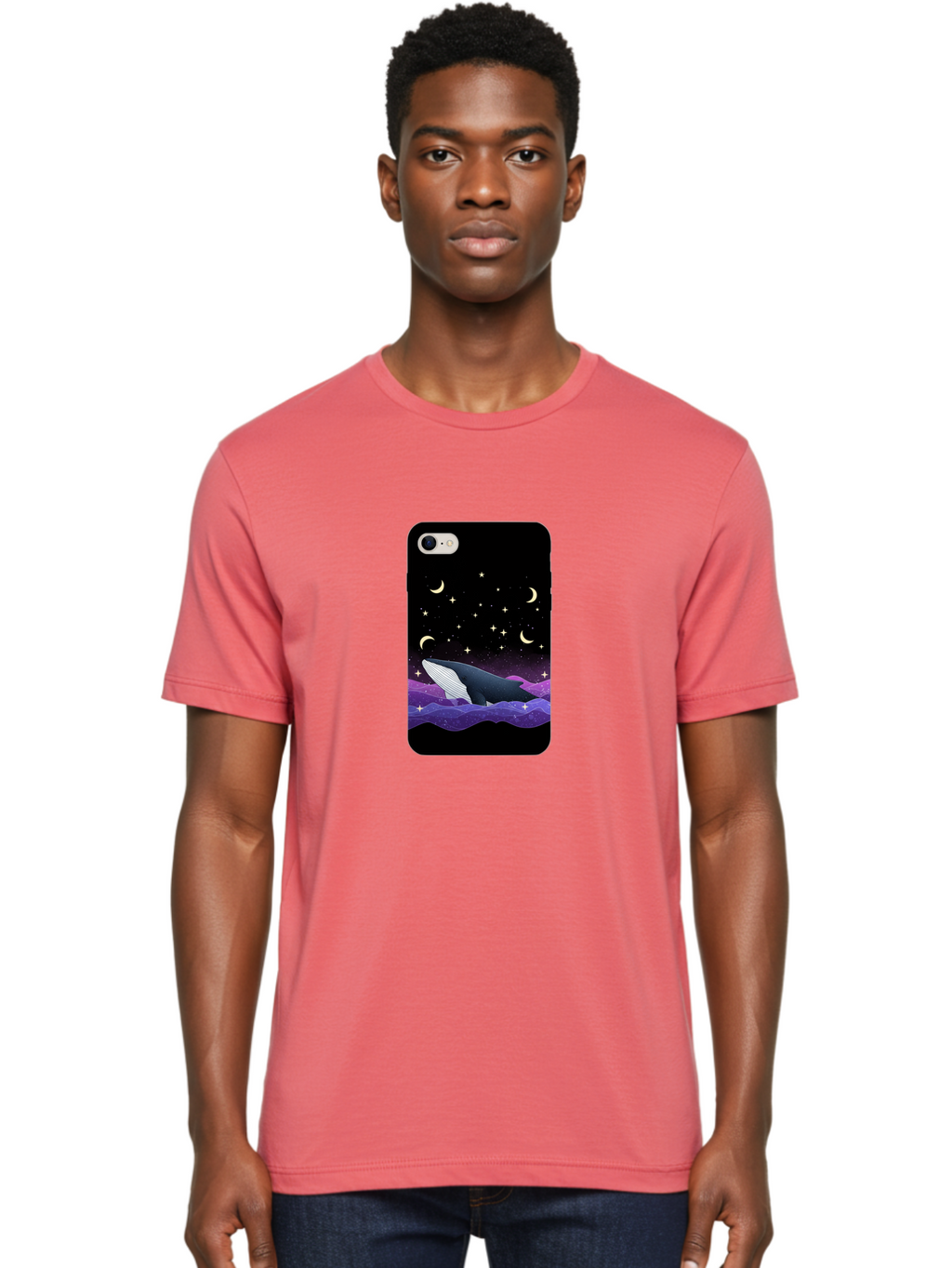 Whale-Phone-Case Men'S Graphic Tee, 100% Cotton, Comfortable Casual Summer Wear, Machine Washable, Vintage Camera, Old Camera, Antique Camera, Black Camera, Classic Photography, Photography Equipment, Nostalgic Device, Film Camera, Camera Art Ban971