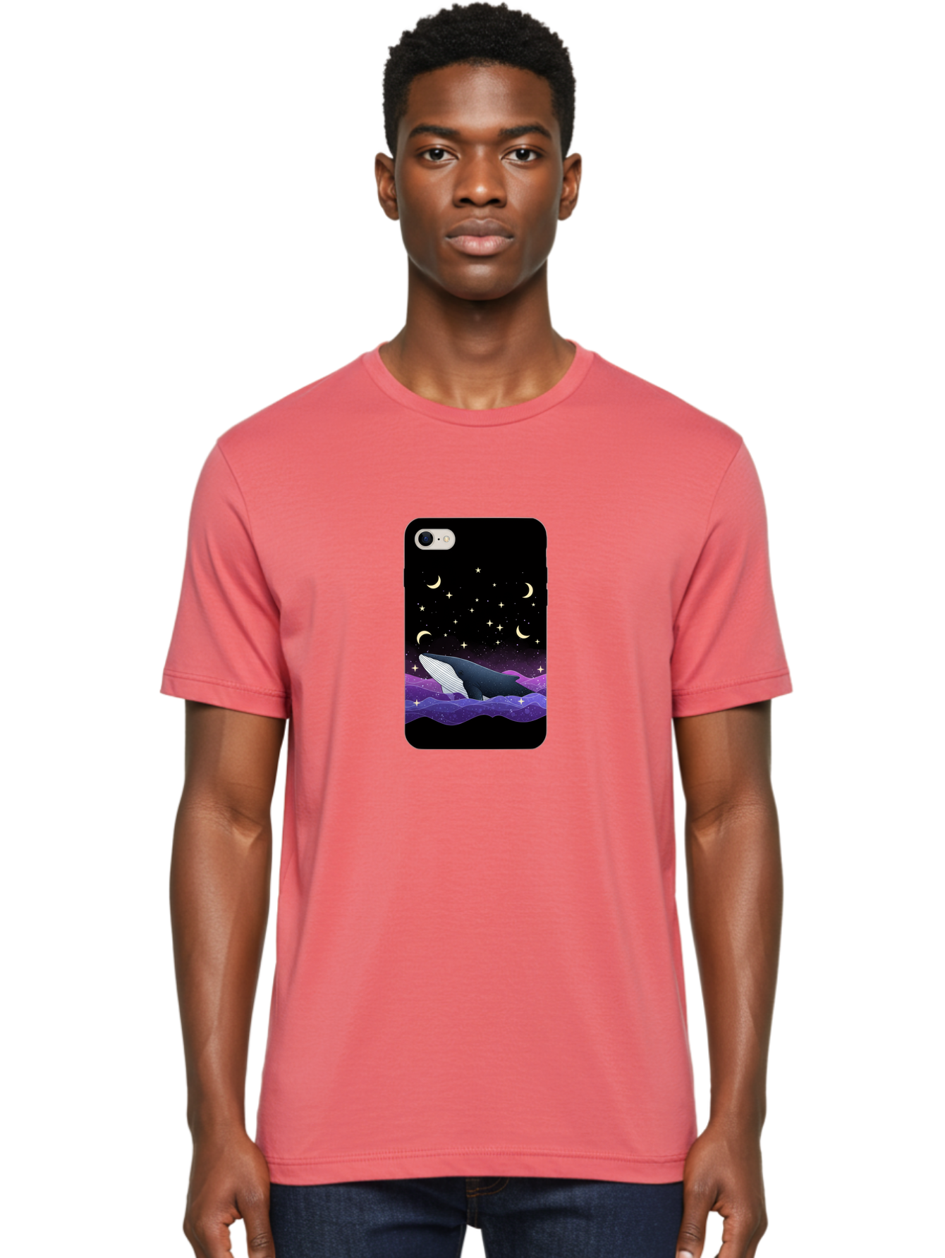 Whale-Phone-Case Men'S Graphic Tee, 100% Cotton, Comfortable Casual Summer Wear, Machine Washable, Vintage Camera, Old Camera, Antique Camera, Black Camera, Classic Photography, Photography Equipment, Nostalgic Device, Film Camera, Camera Art Ban971