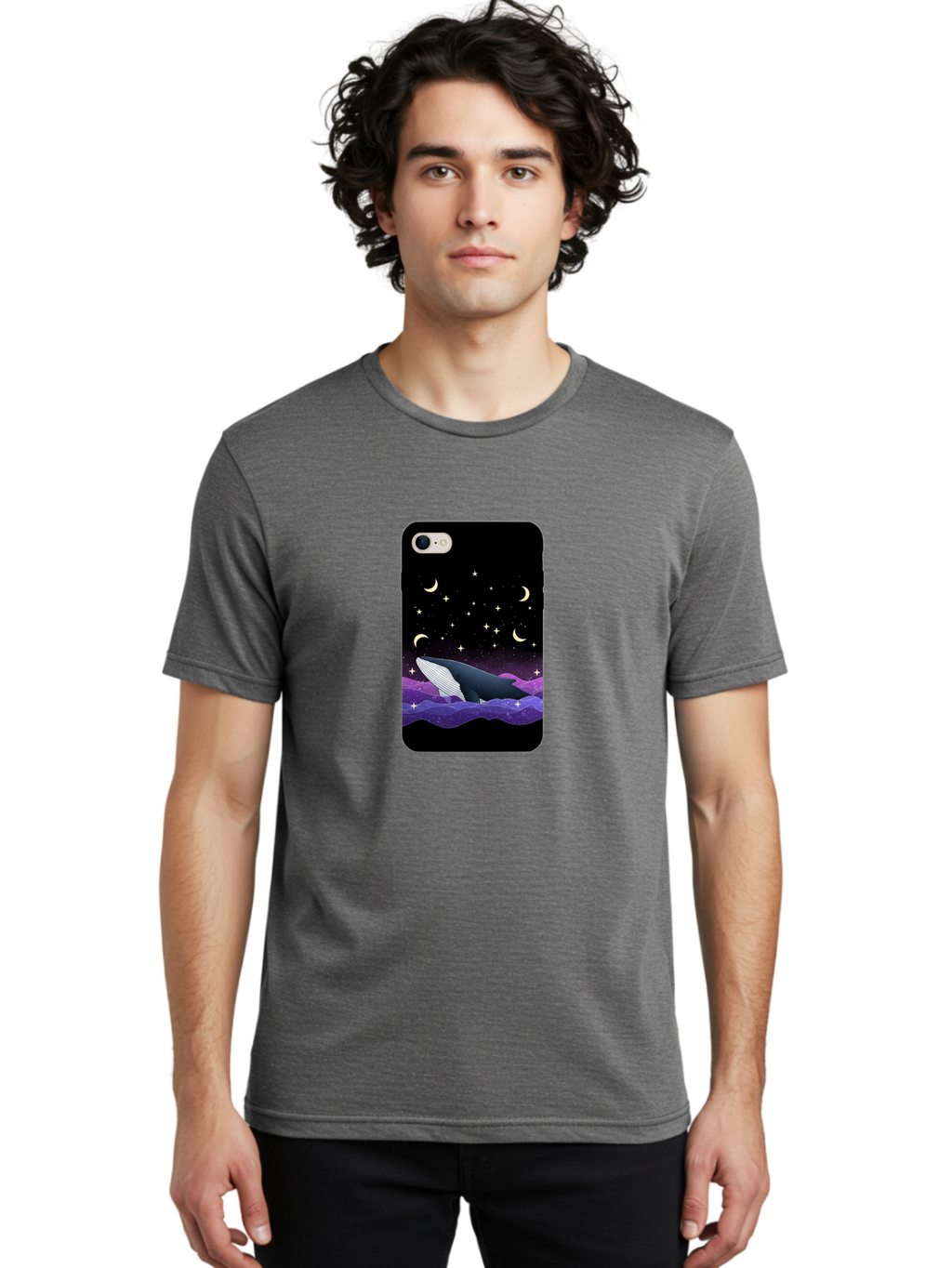 Whale-Phone-Case Men'S Graphic Tee, 100% Cotton, Comfortable Casual Summer Wear, Machine Washable, Vintage Camera, Old Camera, Antique Camera, Black Camera, Classic Photography, Photography Equipment, Nostalgic Device, Film Camera, Camera Art Ban971