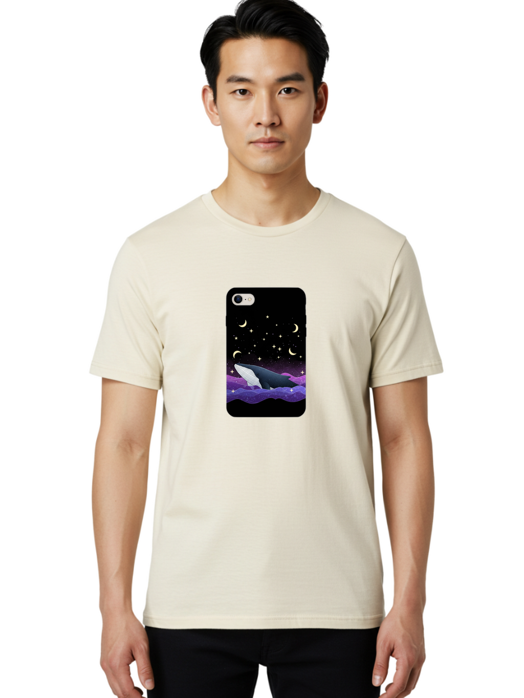 Whale-Phone-Case Men'S Graphic Tee, 100% Cotton, Comfortable Casual Summer Wear, Machine Washable, Vintage Camera, Old Camera, Antique Camera, Black Camera, Classic Photography, Photography Equipment, Nostalgic Device, Film Camera, Camera Art Ban971