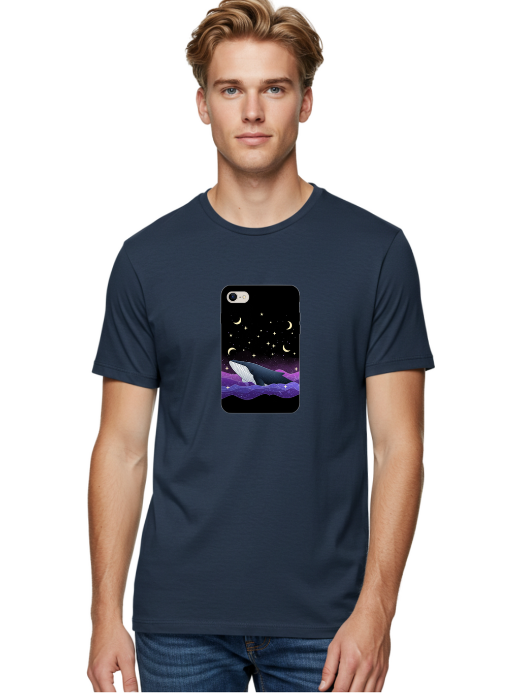 Whale-Phone-Case Men'S Graphic Tee, 100% Cotton, Comfortable Casual Summer Wear, Machine Washable, Vintage Camera, Old Camera, Antique Camera, Black Camera, Classic Photography, Photography Equipment, Nostalgic Device, Film Camera, Camera Art Ban971