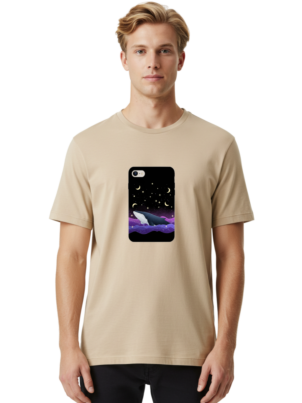 Whale-Phone-Case Men'S Graphic Tee, 100% Cotton, Comfortable Casual Summer Wear, Machine Washable, Vintage Camera, Old Camera, Antique Camera, Black Camera, Classic Photography, Photography Equipment, Nostalgic Device, Film Camera, Camera Art Ban971