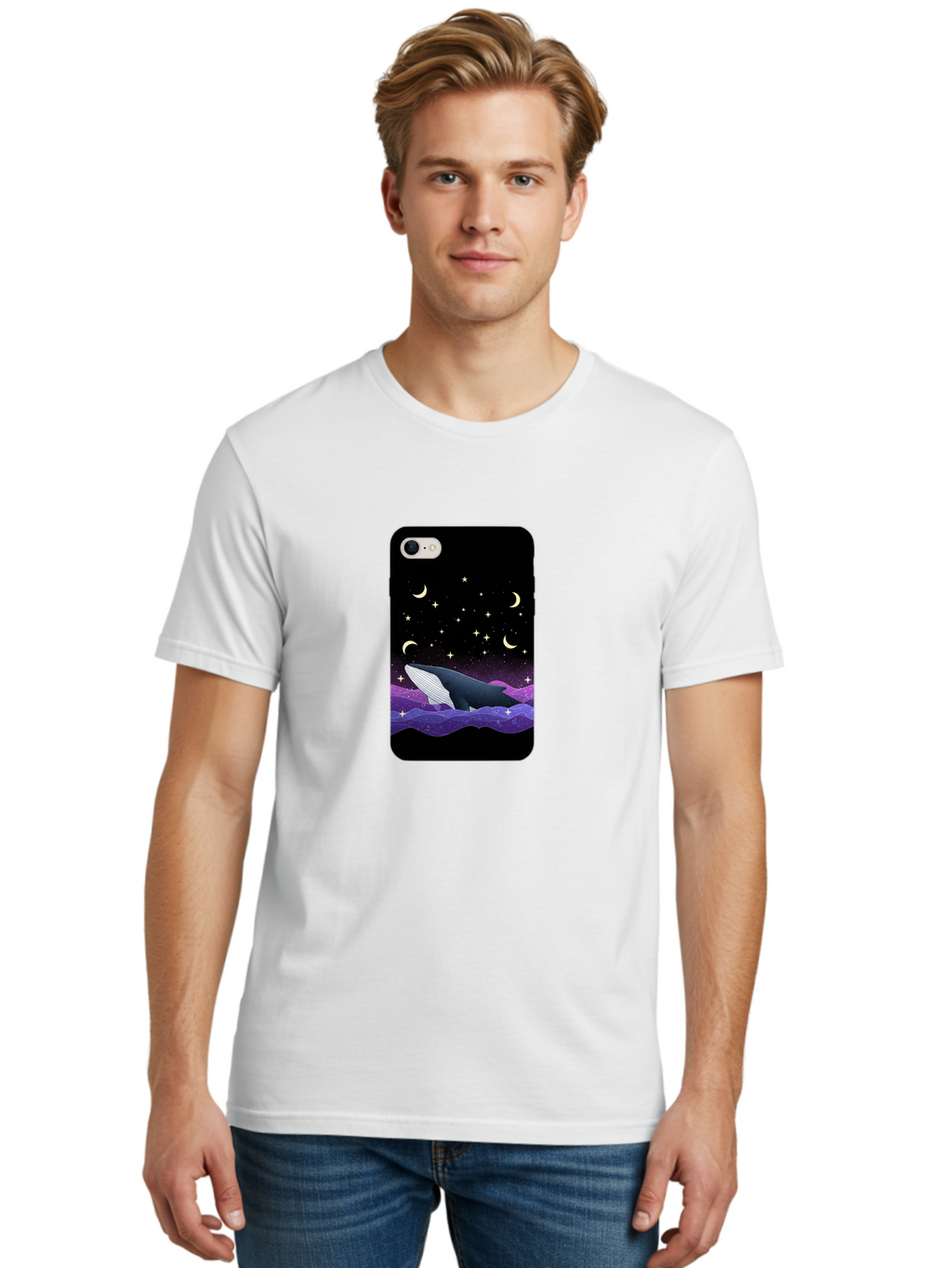Whale-Phone-Case Men'S Graphic Tee, 100% Cotton, Comfortable Casual Summer Wear, Machine Washable, Vintage Camera, Old Camera, Antique Camera, Black Camera, Classic Photography, Photography Equipment, Nostalgic Device, Film Camera, Camera Art Ban971