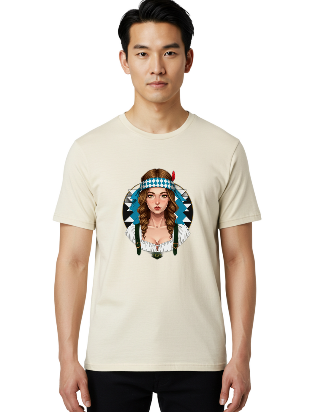 Woman-In-Dirndl Men'S Graphic Tee, 100% Cotton, Comfortable Casual Summer Wear, Machine Washable, Vintage Camera, Old Camera, Antique Camera, Black Camera, Classic Photography, Photography Equipment, Nostalgic Device, Film Camera, Camera Art Ban986
