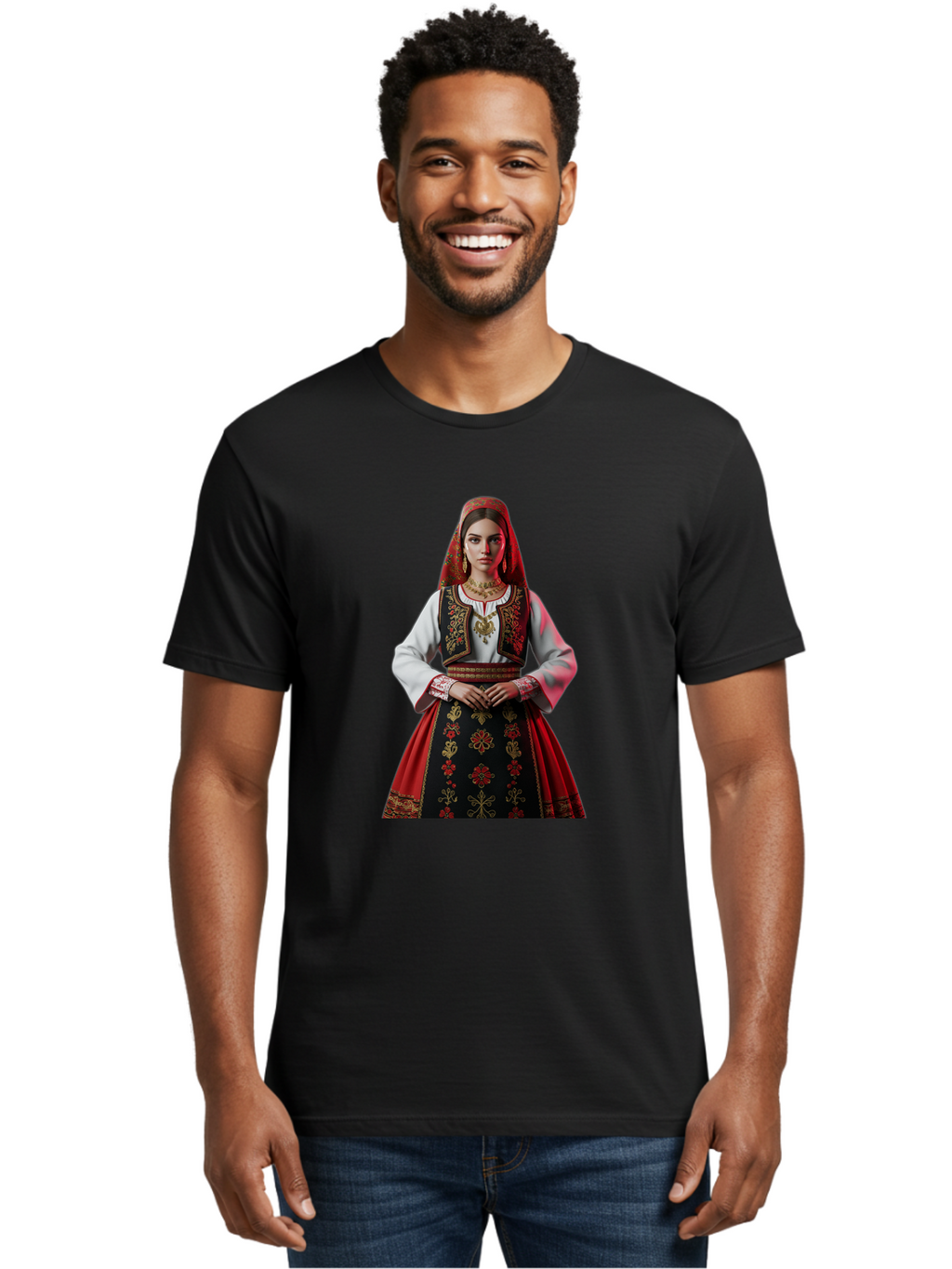 Woman-In-Traditional-Dress Men'S Graphic Tee, 100% Cotton, Comfortable Casual Summer Wear, Machine Washable, Vintage Camera, Old Camera, Antique Camera, Black Camera, Classic Photography, Photography Equipment, Nostalgic Device, Film Camera, Ban988