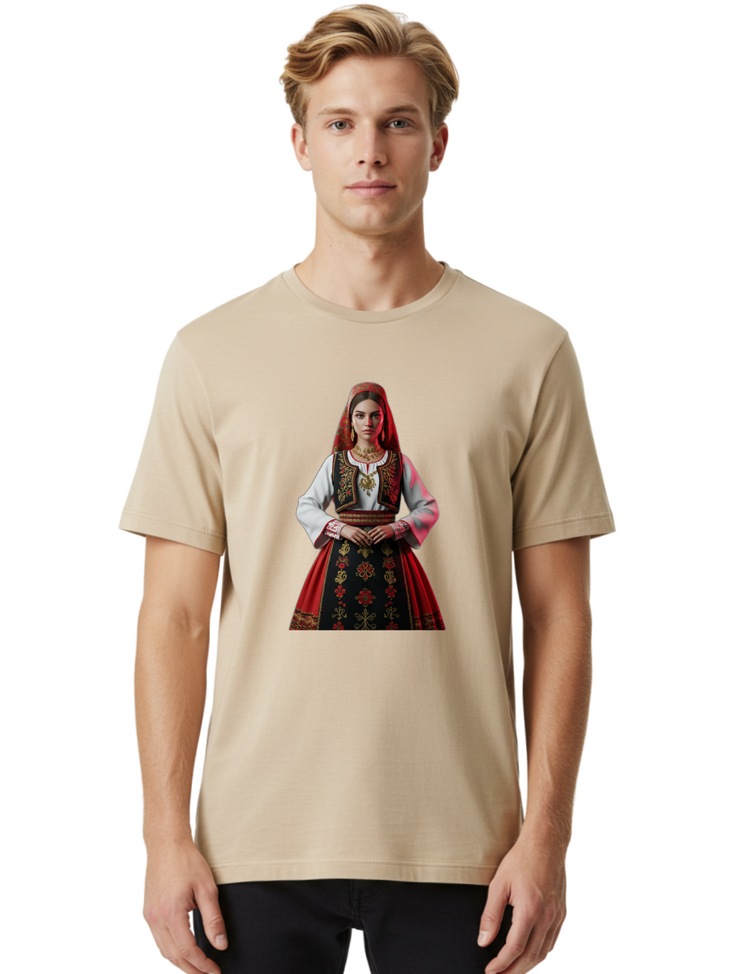 Woman-In-Traditional-Dress Men'S Graphic Tee, 100% Cotton, Comfortable Casual Summer Wear, Machine Washable, Vintage Camera, Old Camera, Antique Camera, Black Camera, Classic Photography, Photography Equipment, Nostalgic Device, Film Camera, Ban988