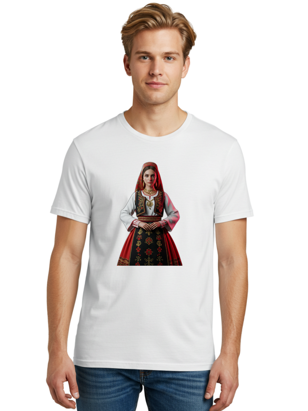 Woman-In-Traditional-Dress Men'S Graphic Tee, 100% Cotton, Comfortable Casual Summer Wear, Machine Washable, Vintage Camera, Old Camera, Antique Camera, Black Camera, Classic Photography, Photography Equipment, Nostalgic Device, Film Camera, Ban988