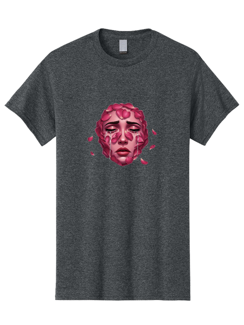 Woman-S-Face-With-Rose-Petals-And-Tears Men'S Graphic Tee, 100% Cotton, Comfortable Casual Summer Wear, Machine Washable, Vintage Camera, Old Camera, Antique Camera, Black Camera, Classic Photography, Photography Equipment, Nostalgic Device, Ban989