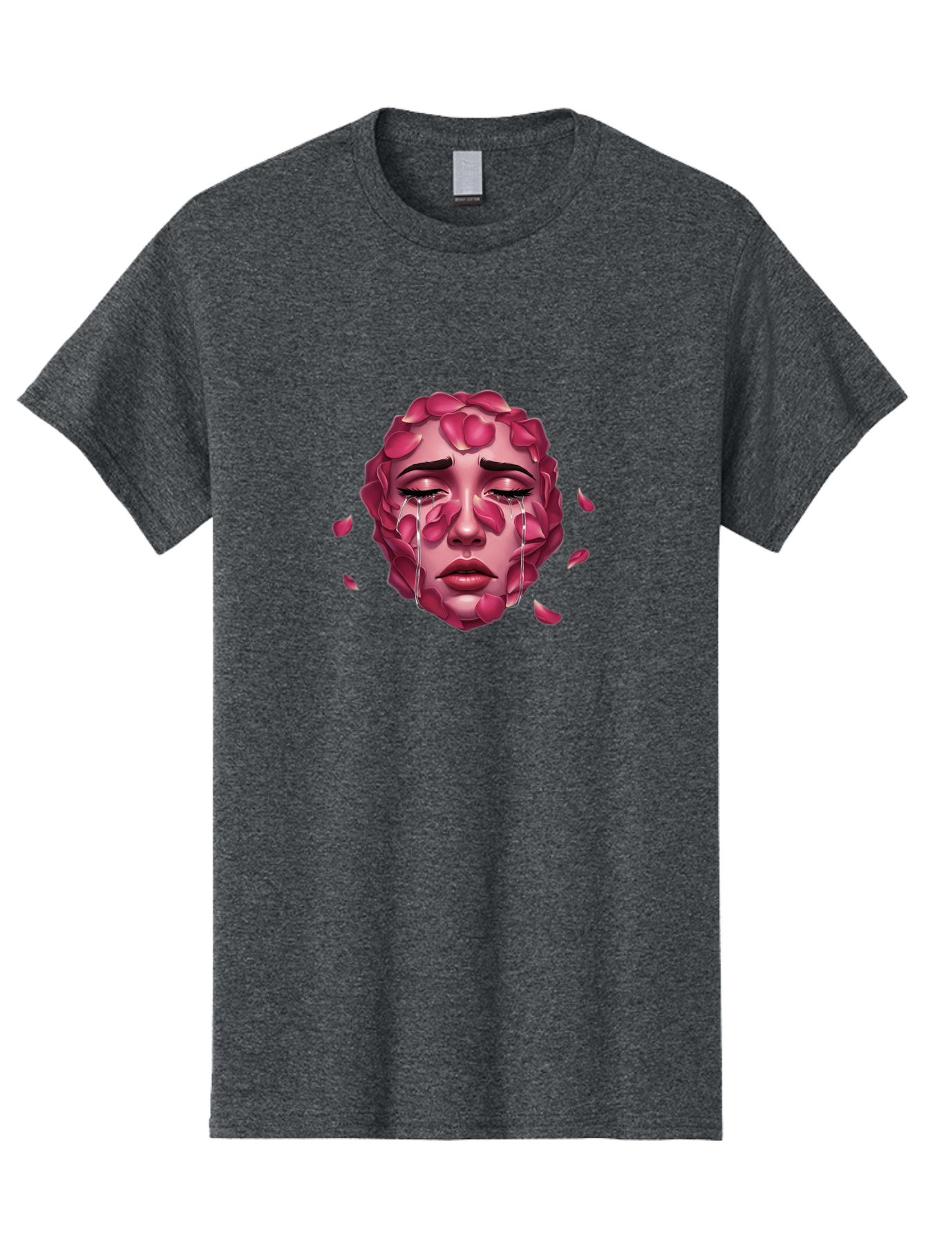 Woman-S-Face-With-Rose-Petals-And-Tears Men'S Graphic Tee, 100% Cotton, Comfortable Casual Summer Wear, Machine Washable, Vintage Camera, Old Camera, Antique Camera, Black Camera, Classic Photography, Photography Equipment, Nostalgic Device, Ban989