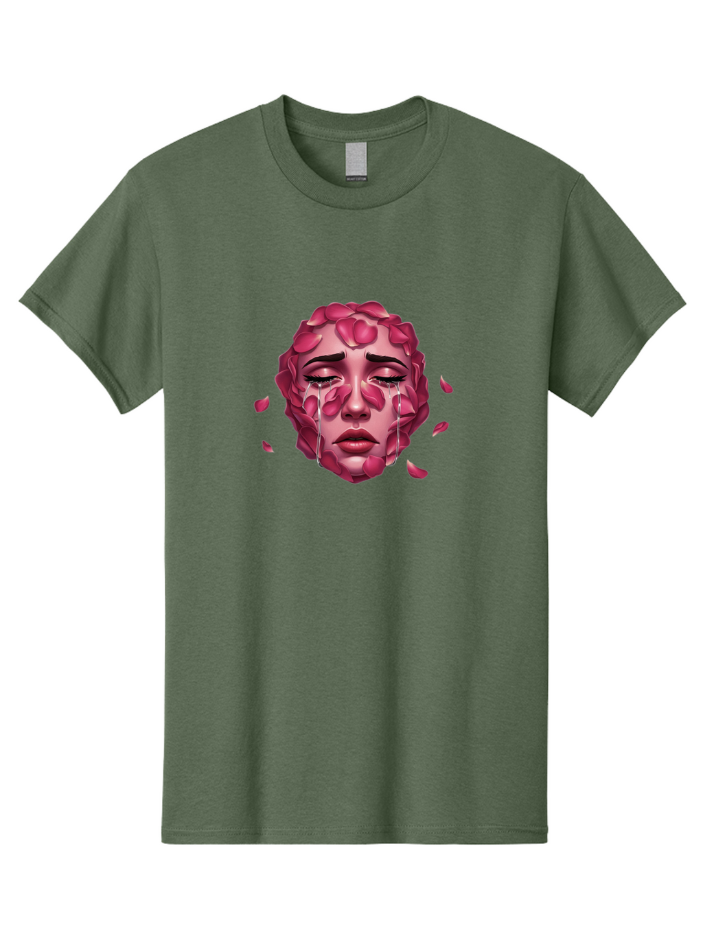 Woman-S-Face-With-Rose-Petals-And-Tears Men'S Graphic Tee, 100% Cotton, Comfortable Casual Summer Wear, Machine Washable, Vintage Camera, Old Camera, Antique Camera, Black Camera, Classic Photography, Photography Equipment, Nostalgic Device, Ban989