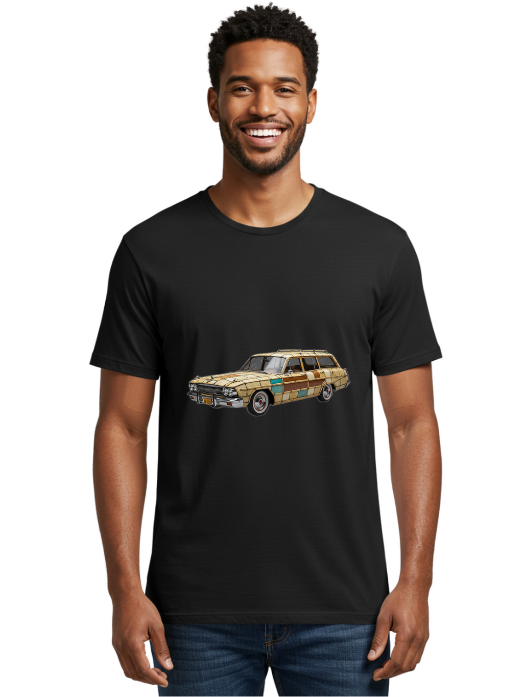 Wood-Panel-Station-Wagon Men'S Graphic Tee, 100% Cotton, Comfortable Casual Summer Wear, Machine Washable, Vintage Camera, Old Camera, Antique Camera, Black Camera, Classic Photography, Photography Equipment, Nostalgic Device, Film Camera, Ban990