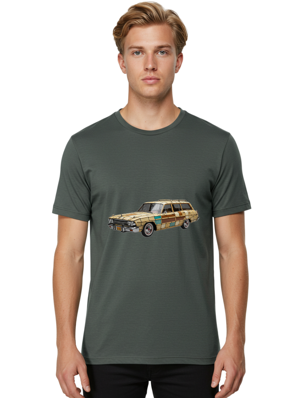 Wood-Panel-Station-Wagon Men'S Graphic Tee, 100% Cotton, Comfortable Casual Summer Wear, Machine Washable, Vintage Camera, Old Camera, Antique Camera, Black Camera, Classic Photography, Photography Equipment, Nostalgic Device, Film Camera, Ban990