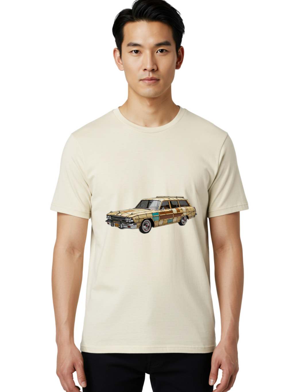 Wood-Panel-Station-Wagon Men'S Graphic Tee, 100% Cotton, Comfortable Casual Summer Wear, Machine Washable, Vintage Camera, Old Camera, Antique Camera, Black Camera, Classic Photography, Photography Equipment, Nostalgic Device, Film Camera, Ban990