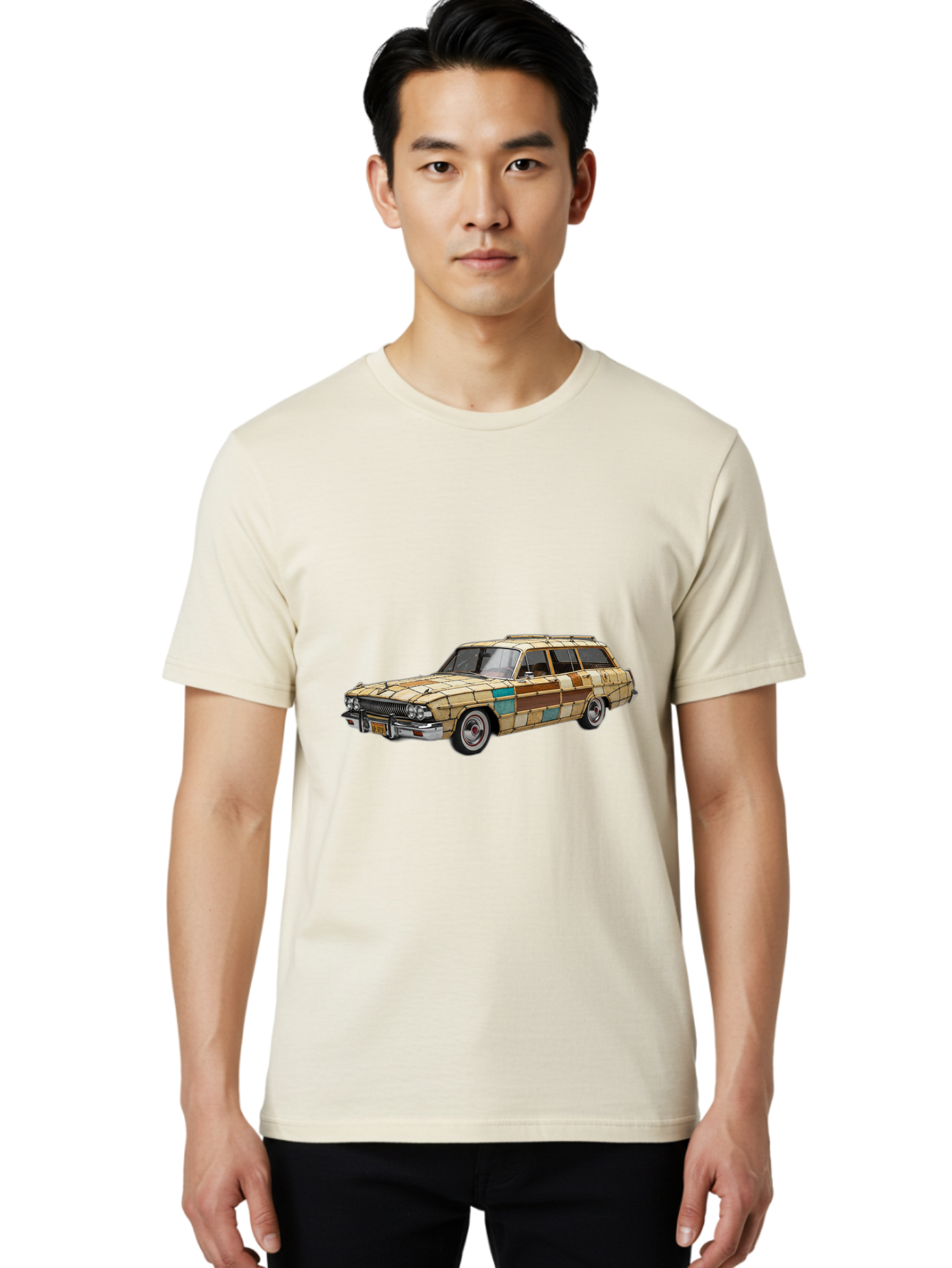 Wood-Panel-Station-Wagon Men'S Graphic Tee, 100% Cotton, Comfortable Casual Summer Wear, Machine Washable, Vintage Camera, Old Camera, Antique Camera, Black Camera, Classic Photography, Photography Equipment, Nostalgic Device, Film Camera, Ban990