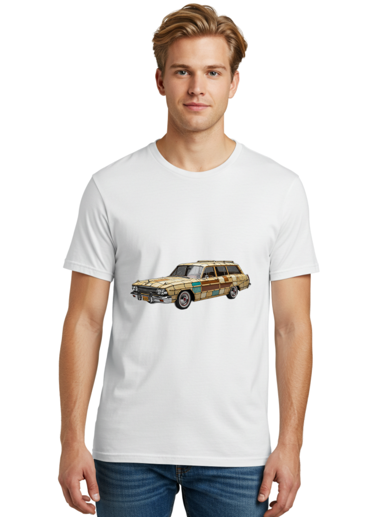 Wood-Panel-Station-Wagon Men'S Graphic Tee, 100% Cotton, Comfortable Casual Summer Wear, Machine Washable, Vintage Camera, Old Camera, Antique Camera, Black Camera, Classic Photography, Photography Equipment, Nostalgic Device, Film Camera, Ban990