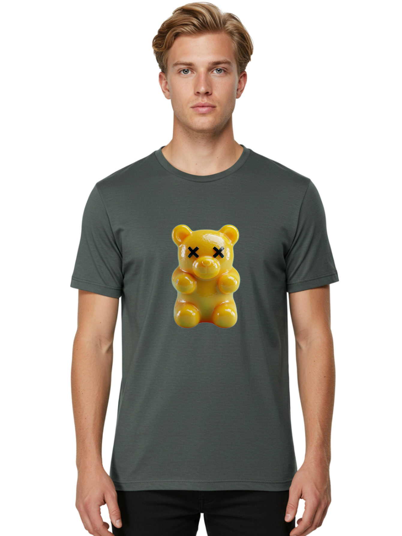 X-Eyes-Gummy-Bear Men'S Graphic Tee, 100% Cotton, Comfortable Casual Summer Wear, Machine Washable, Vintage Camera, Old Camera, Antique Camera, Black Camera, Classic Photography, Photography Equipment, Nostalgic Device, Film Camera, Camera Art Ban995