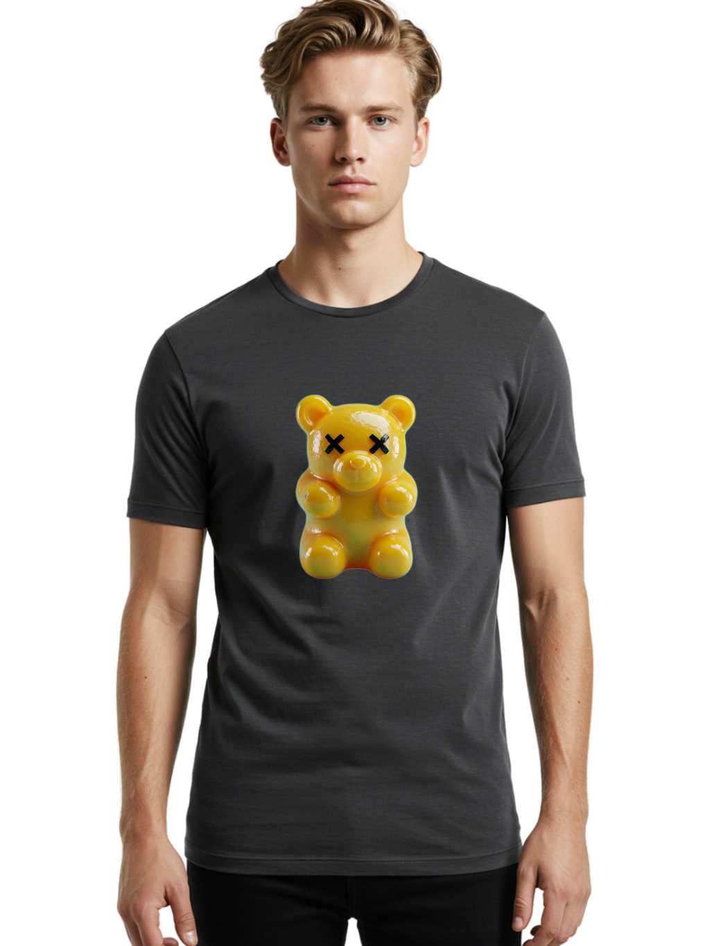 X-Eyes-Gummy-Bear Men'S Graphic Tee, 100% Cotton, Comfortable Casual Summer Wear, Machine Washable, Vintage Camera, Old Camera, Antique Camera, Black Camera, Classic Photography, Photography Equipment, Nostalgic Device, Film Camera, Camera Art Ban995