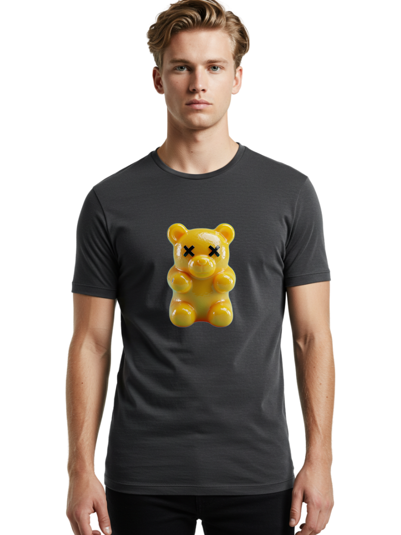 X-Eyes-Gummy-Bear Men'S Graphic Tee, 100% Cotton, Comfortable Casual Summer Wear, Machine Washable, Vintage Camera, Old Camera, Antique Camera, Black Camera, Classic Photography, Photography Equipment, Nostalgic Device, Film Camera, Camera Art Ban995