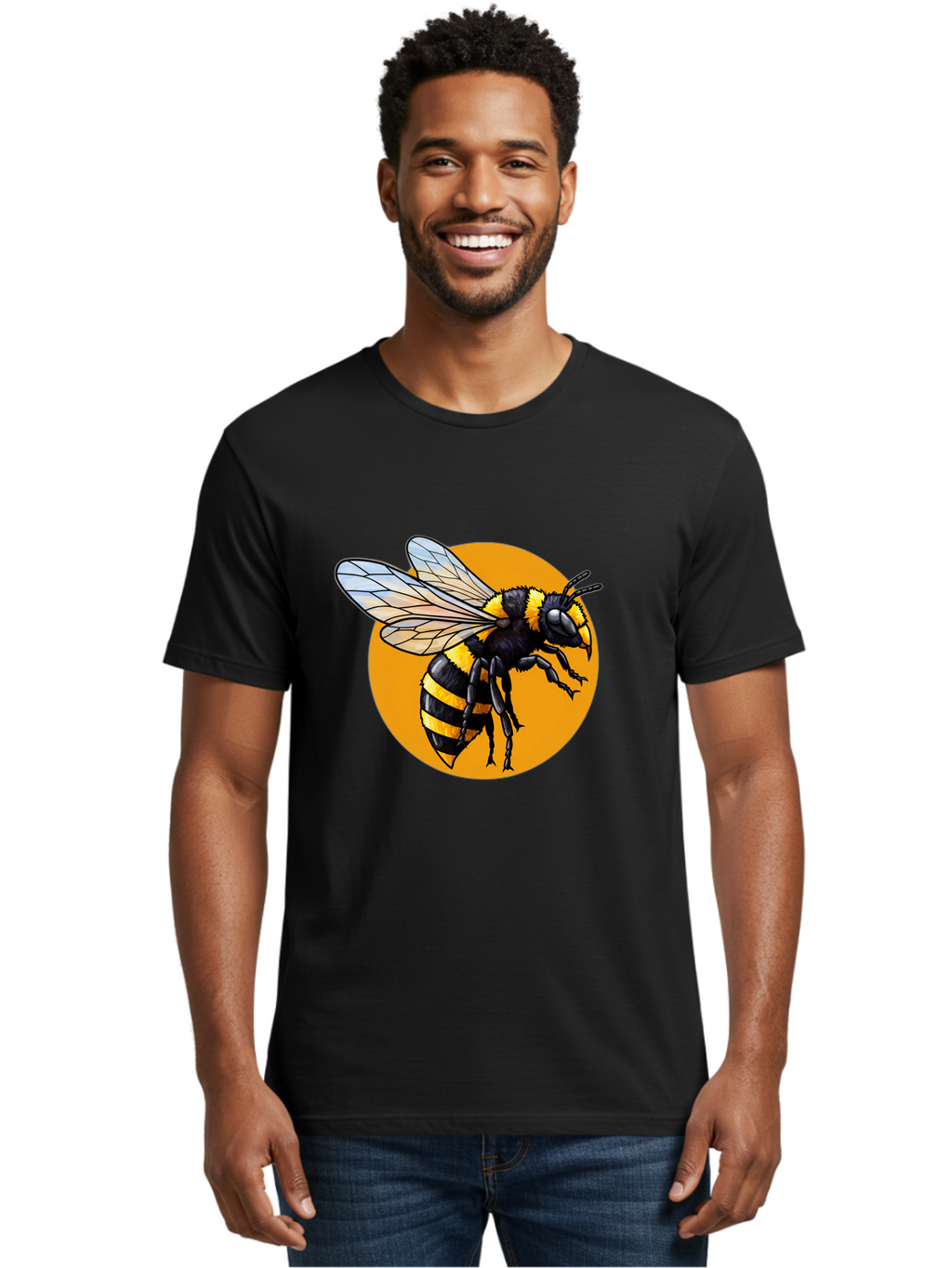 Yellow-And-Black-Bee Men'S Graphic Tee, 100% Cotton, Comfortable Casual Summer Wear, Machine Washable, Vintage Camera, Old Camera, Antique Camera, Black Camera, Classic Photography, Photography Equipment, Nostalgic Device, Film Camera, Ban997