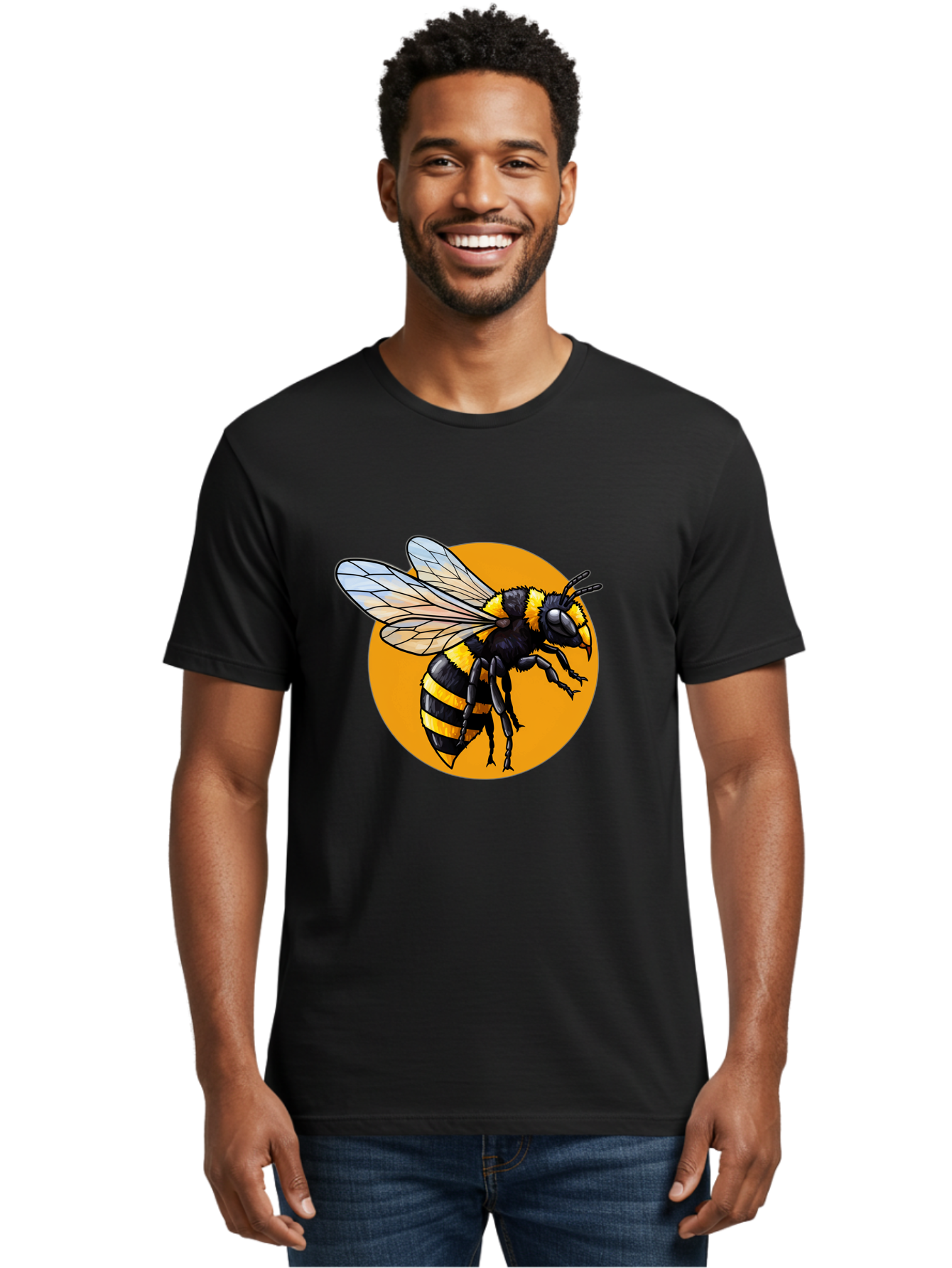 Yellow-And-Black-Bee Men'S Graphic Tee, 100% Cotton, Comfortable Casual Summer Wear, Machine Washable, Vintage Camera, Old Camera, Antique Camera, Black Camera, Classic Photography, Photography Equipment, Nostalgic Device, Film Camera, Ban997