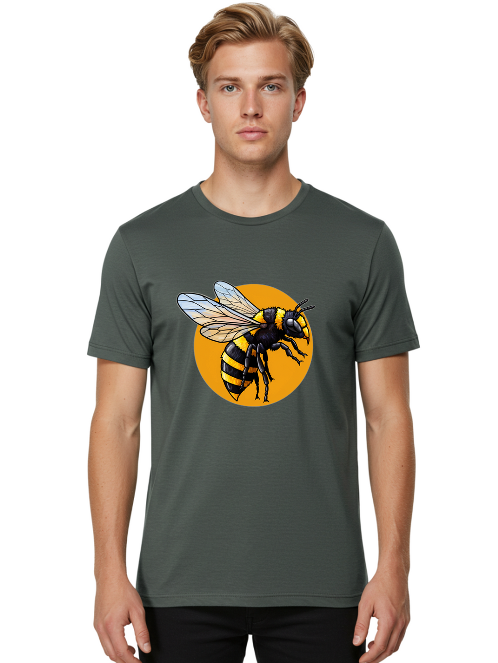 Yellow-And-Black-Bee Men'S Graphic Tee, 100% Cotton, Comfortable Casual Summer Wear, Machine Washable, Vintage Camera, Old Camera, Antique Camera, Black Camera, Classic Photography, Photography Equipment, Nostalgic Device, Film Camera, Ban997
