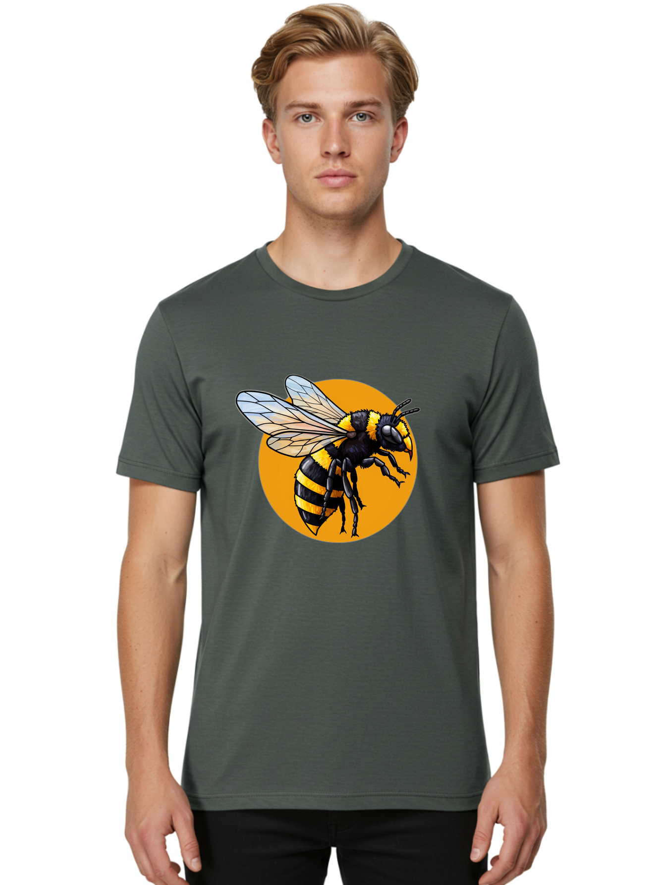 Yellow-And-Black-Bee Men'S Graphic Tee, 100% Cotton, Comfortable Casual Summer Wear, Machine Washable, Vintage Camera, Old Camera, Antique Camera, Black Camera, Classic Photography, Photography Equipment, Nostalgic Device, Film Camera, Ban997