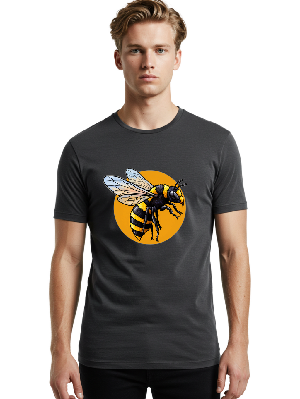 Yellow-And-Black-Bee Men'S Graphic Tee, 100% Cotton, Comfortable Casual Summer Wear, Machine Washable, Vintage Camera, Old Camera, Antique Camera, Black Camera, Classic Photography, Photography Equipment, Nostalgic Device, Film Camera, Ban997