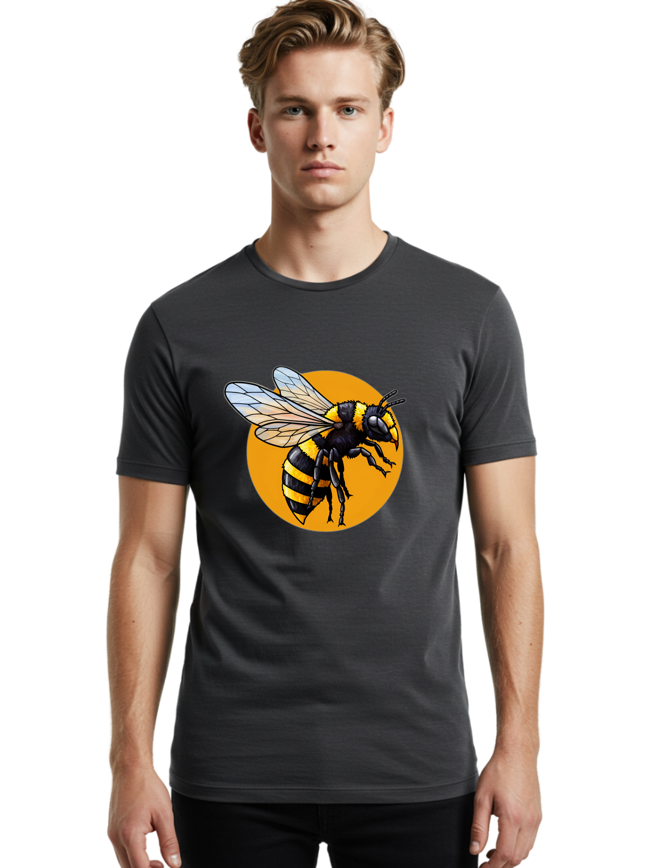 Yellow-And-Black-Bee Men'S Graphic Tee, 100% Cotton, Comfortable Casual Summer Wear, Machine Washable, Vintage Camera, Old Camera, Antique Camera, Black Camera, Classic Photography, Photography Equipment, Nostalgic Device, Film Camera, Ban997