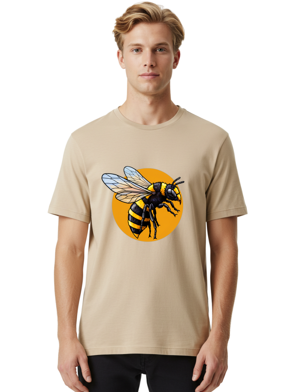 Yellow-And-Black-Bee Men'S Graphic Tee, 100% Cotton, Comfortable Casual Summer Wear, Machine Washable, Vintage Camera, Old Camera, Antique Camera, Black Camera, Classic Photography, Photography Equipment, Nostalgic Device, Film Camera, Ban997