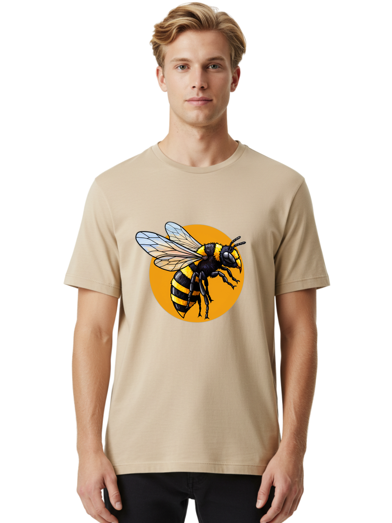 Yellow-And-Black-Bee Men'S Graphic Tee, 100% Cotton, Comfortable Casual Summer Wear, Machine Washable, Vintage Camera, Old Camera, Antique Camera, Black Camera, Classic Photography, Photography Equipment, Nostalgic Device, Film Camera, Ban997