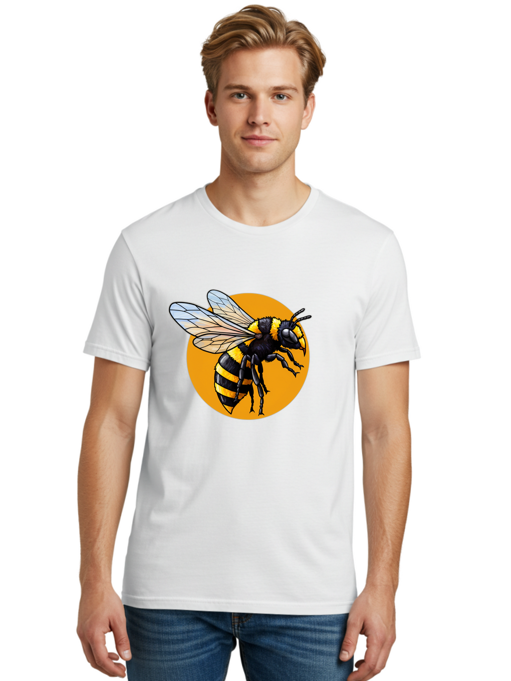 Yellow-And-Black-Bee Men'S Graphic Tee, 100% Cotton, Comfortable Casual Summer Wear, Machine Washable, Vintage Camera, Old Camera, Antique Camera, Black Camera, Classic Photography, Photography Equipment, Nostalgic Device, Film Camera, Ban997