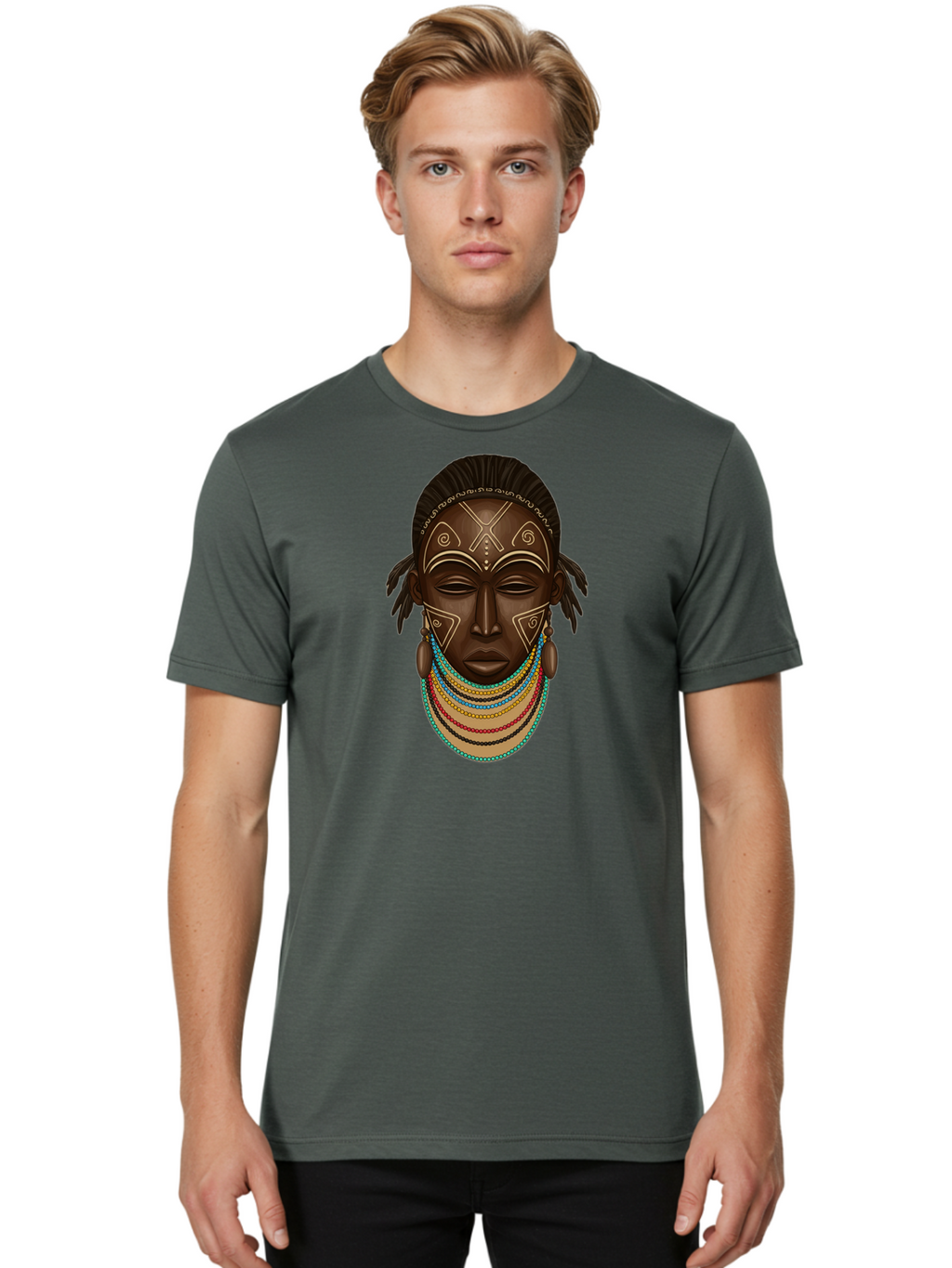 African-Woman-Portrait-1 Men'S Graphic Tee, 100% Cotton, Comfortable Casual Summer Wear, Machine Washable, Vintage Camera, Old Camera, Antique Camera, Black Camera, Classic Photography, Photography Equipment, Nostalgic Device, Film Camera, Bao034