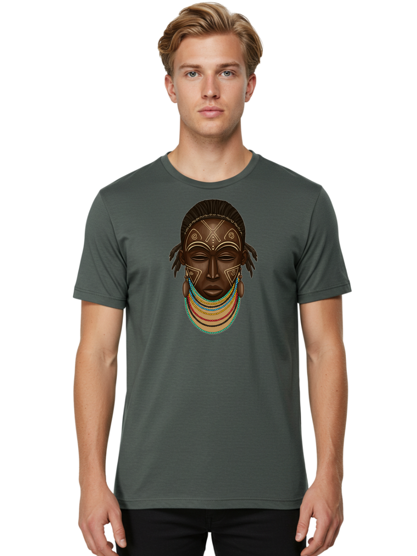 African-Woman-Portrait-1 Men'S Graphic Tee, 100% Cotton, Comfortable Casual Summer Wear, Machine Washable, Vintage Camera, Old Camera, Antique Camera, Black Camera, Classic Photography, Photography Equipment, Nostalgic Device, Film Camera, Bao034