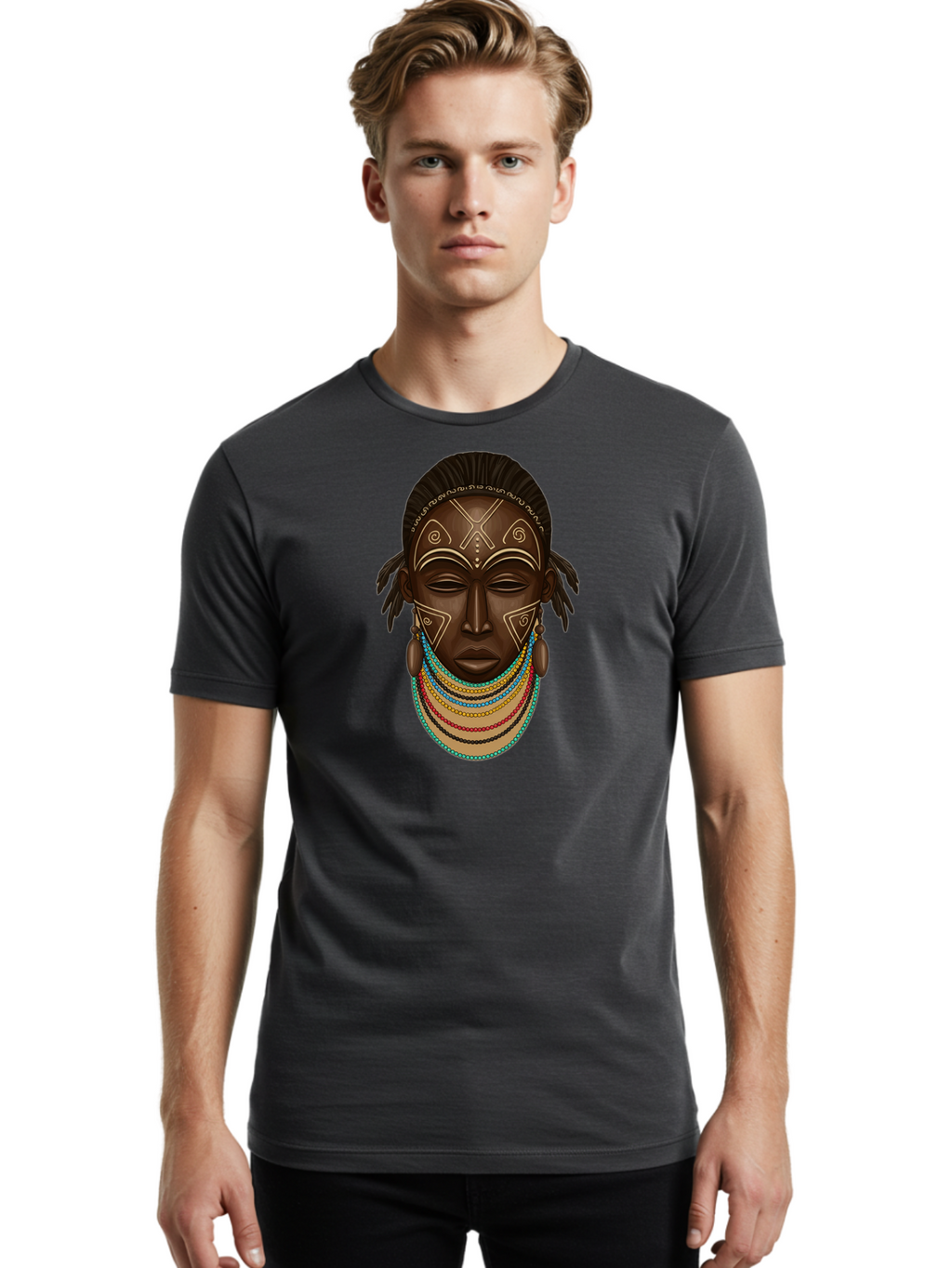 African-Woman-Portrait-1 Men'S Graphic Tee, 100% Cotton, Comfortable Casual Summer Wear, Machine Washable, Vintage Camera, Old Camera, Antique Camera, Black Camera, Classic Photography, Photography Equipment, Nostalgic Device, Film Camera, Bao034