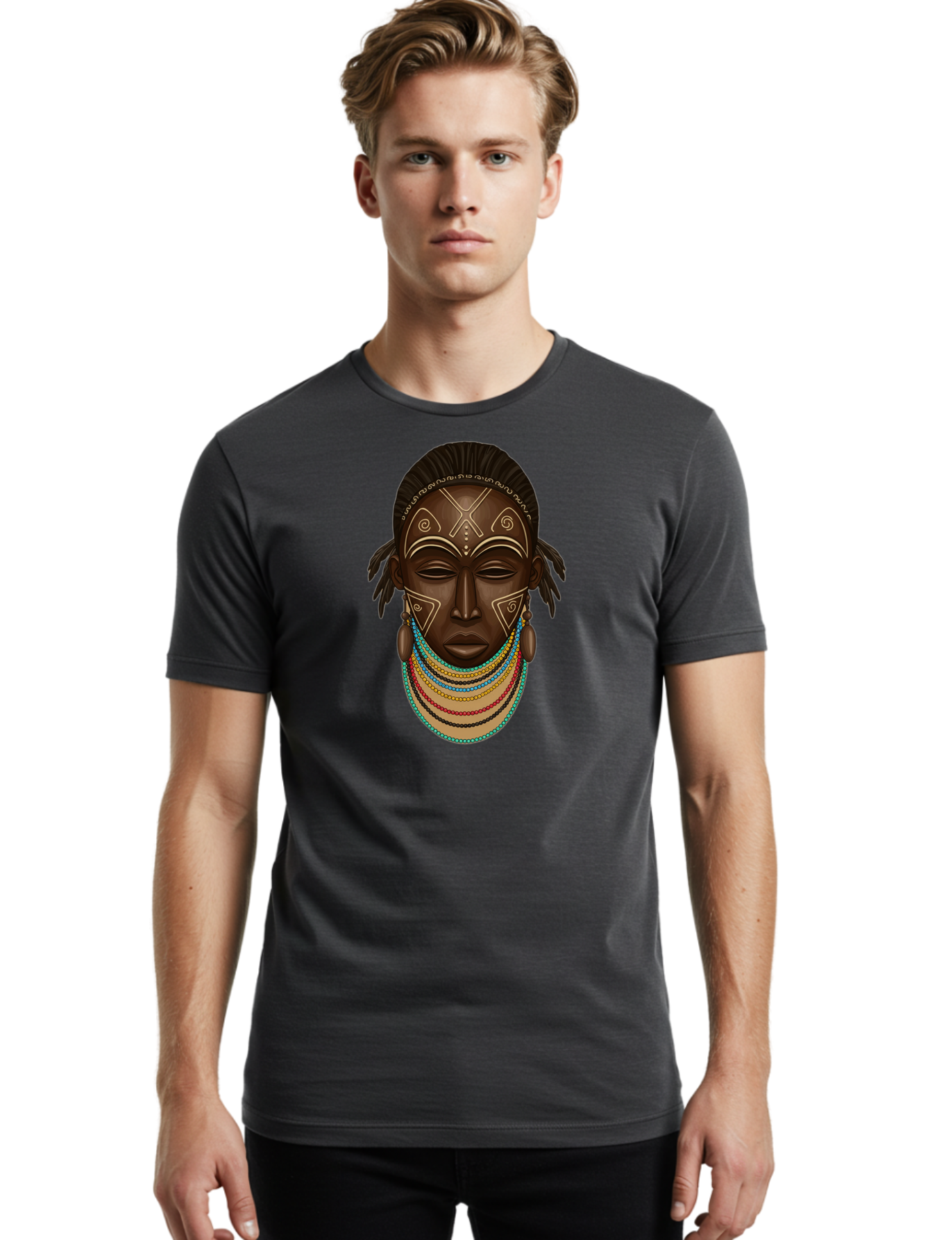 African-Woman-Portrait-1 Men'S Graphic Tee, 100% Cotton, Comfortable Casual Summer Wear, Machine Washable, Vintage Camera, Old Camera, Antique Camera, Black Camera, Classic Photography, Photography Equipment, Nostalgic Device, Film Camera, Bao034