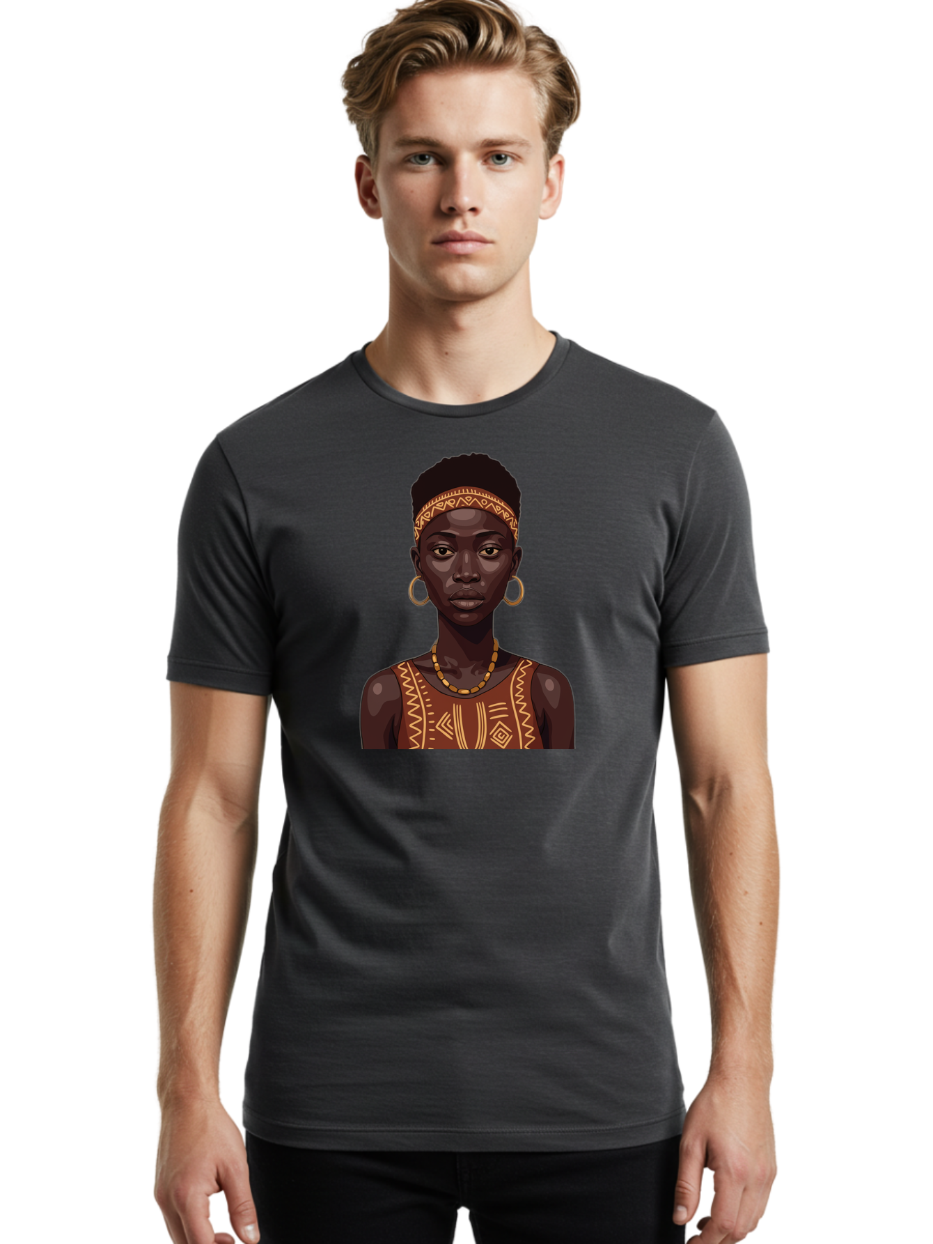 African-Woman-Portrait Men'S Graphic Tee, 100% Cotton, Comfortable Casual Summer Wear, Machine Washable, Vintage Camera, Old Camera, Antique Camera, Black Camera, Classic Photography, Photography Equipment, Nostalgic Device, Film Camera, Bao035