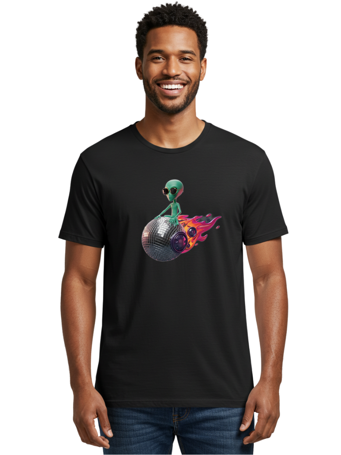 Alien-On-Disco-Ball Men'S Graphic Tee, 100% Cotton, Comfortable Casual Summer Wear, Machine Washable, Vintage Camera, Old Camera, Antique Camera, Black Camera, Classic Photography, Photography Equipment, Nostalgic Device, Film Camera, Bao038