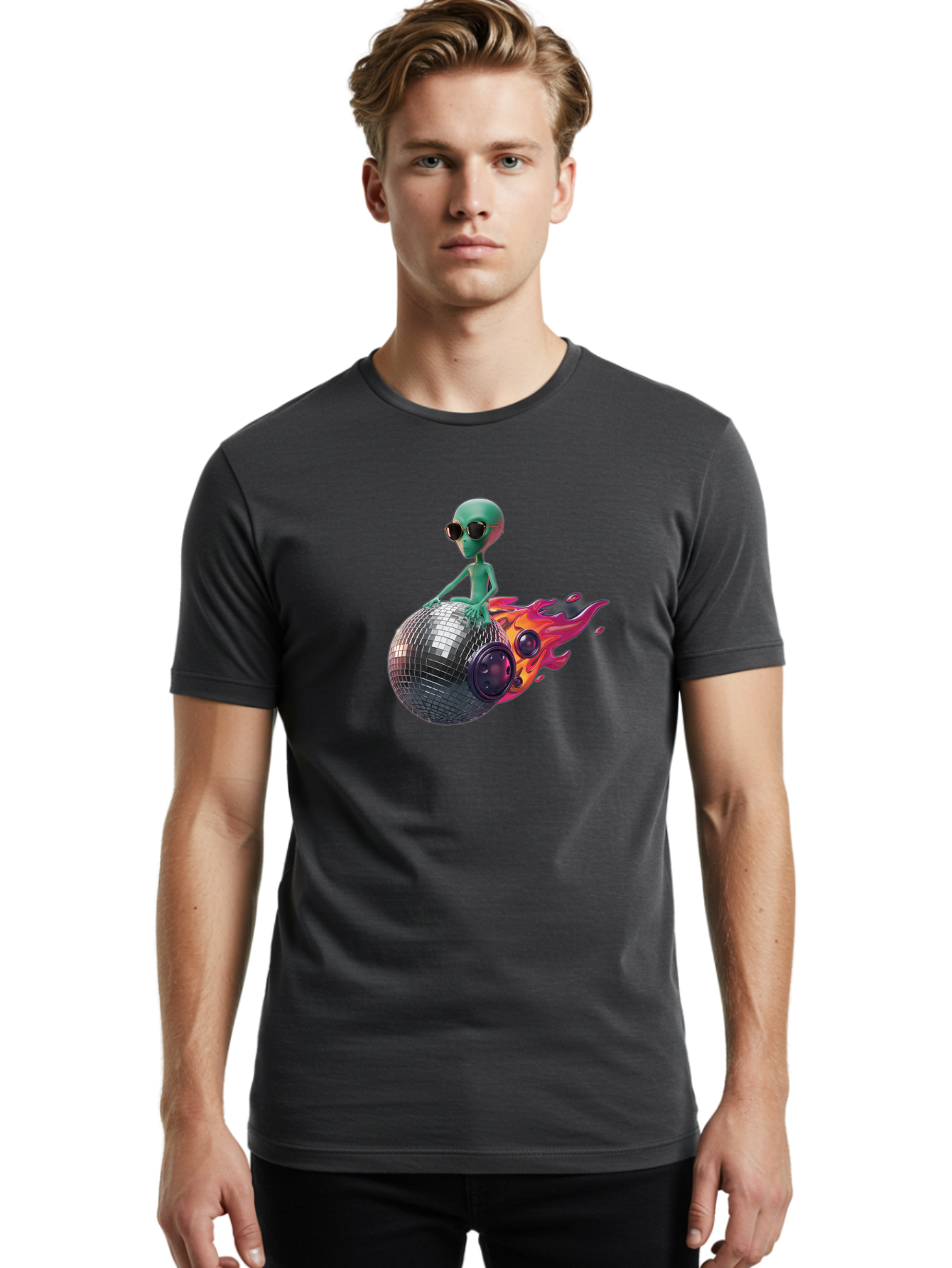 Alien-On-Disco-Ball Men'S Graphic Tee, 100% Cotton, Comfortable Casual Summer Wear, Machine Washable, Vintage Camera, Old Camera, Antique Camera, Black Camera, Classic Photography, Photography Equipment, Nostalgic Device, Film Camera, Bao038
