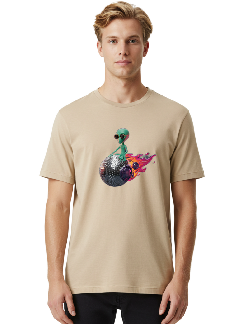 Alien-On-Disco-Ball Men'S Graphic Tee, 100% Cotton, Comfortable Casual Summer Wear, Machine Washable, Vintage Camera, Old Camera, Antique Camera, Black Camera, Classic Photography, Photography Equipment, Nostalgic Device, Film Camera, Bao038