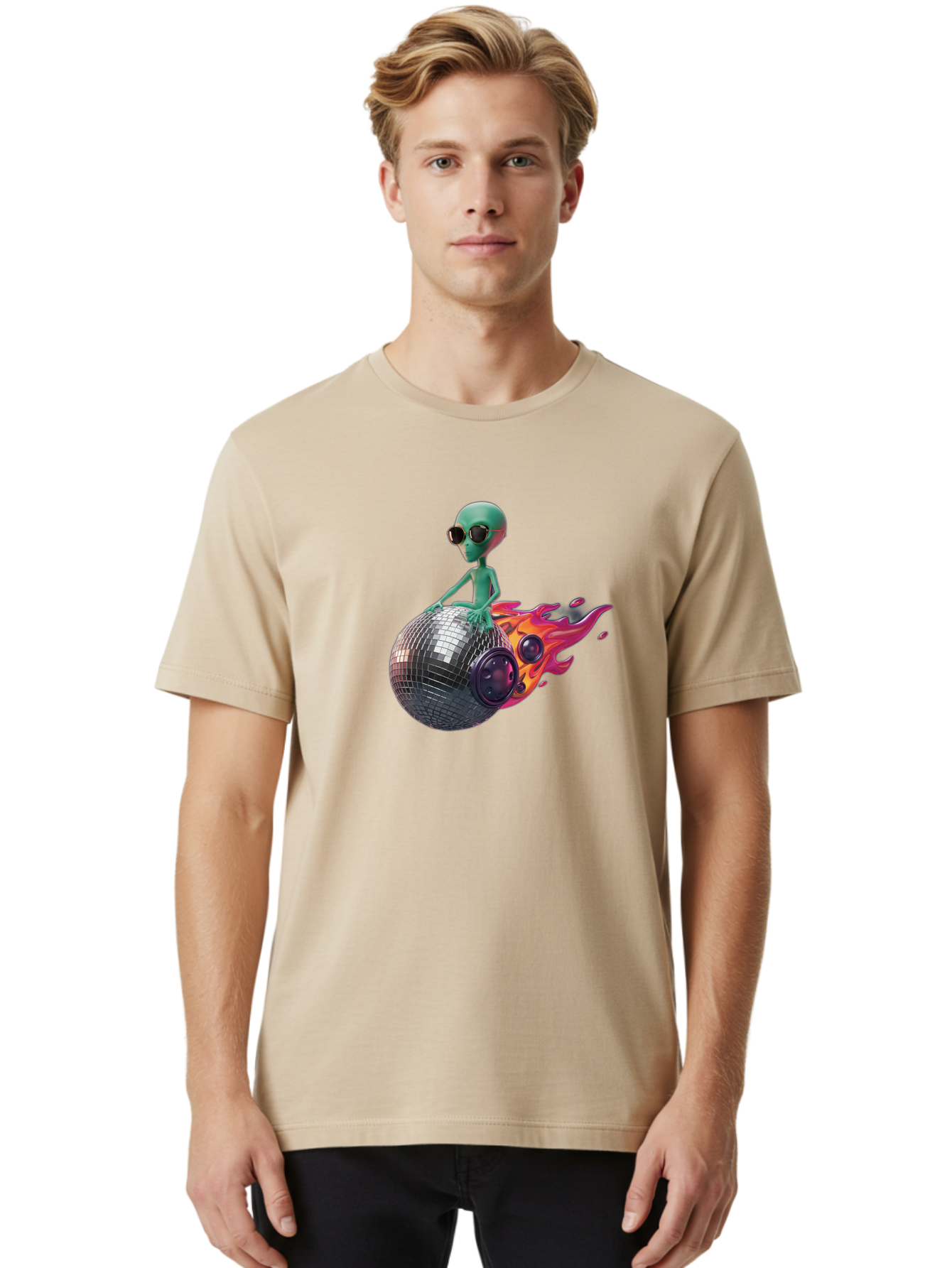 Alien-On-Disco-Ball Men'S Graphic Tee, 100% Cotton, Comfortable Casual Summer Wear, Machine Washable, Vintage Camera, Old Camera, Antique Camera, Black Camera, Classic Photography, Photography Equipment, Nostalgic Device, Film Camera, Bao038