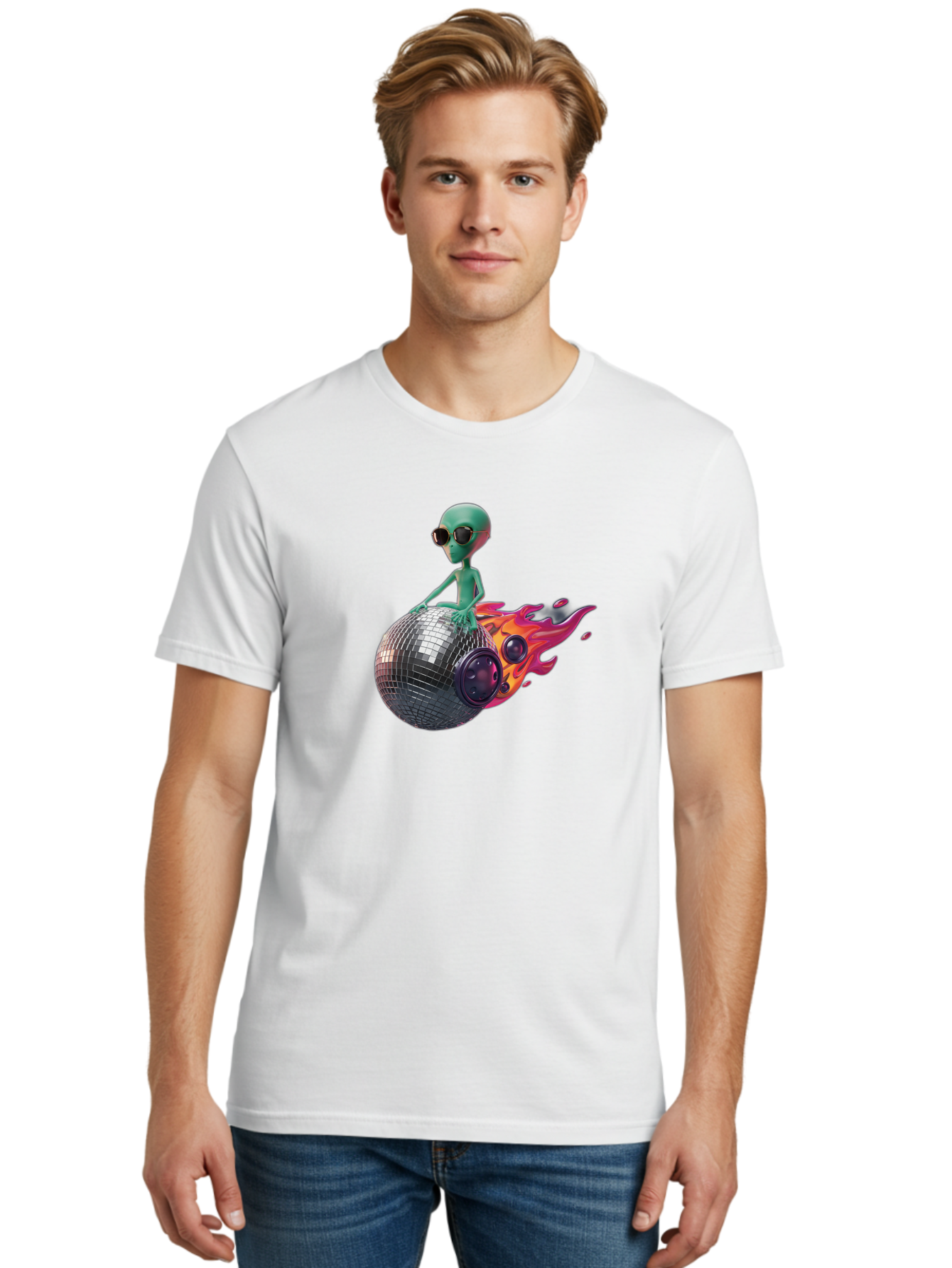 Alien-On-Disco-Ball Men'S Graphic Tee, 100% Cotton, Comfortable Casual Summer Wear, Machine Washable, Vintage Camera, Old Camera, Antique Camera, Black Camera, Classic Photography, Photography Equipment, Nostalgic Device, Film Camera, Bao038