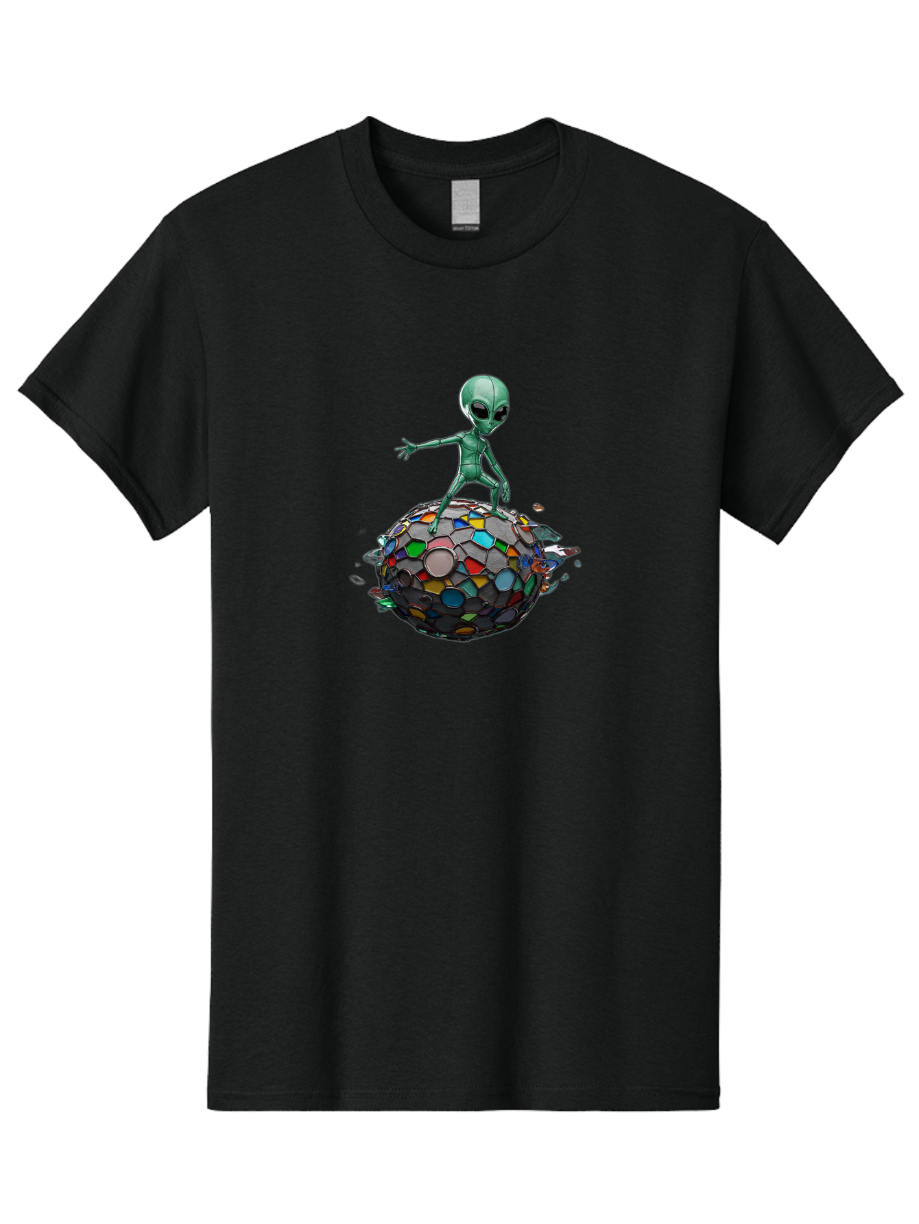 Alien-On-Mosaic-Globe Men'S Graphic Tee, 100% Cotton, Comfortable Casual Summer Wear, Machine Washable, Vintage Camera, Old Camera, Antique Camera, Black Camera, Classic Photography, Photography Equipment, Nostalgic Device, Film Camera, Bao041