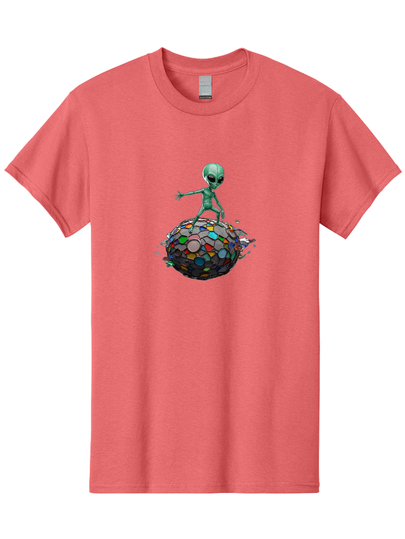 Alien-On-Mosaic-Globe Men'S Graphic Tee, 100% Cotton, Comfortable Casual Summer Wear, Machine Washable, Vintage Camera, Old Camera, Antique Camera, Black Camera, Classic Photography, Photography Equipment, Nostalgic Device, Film Camera, Bao041