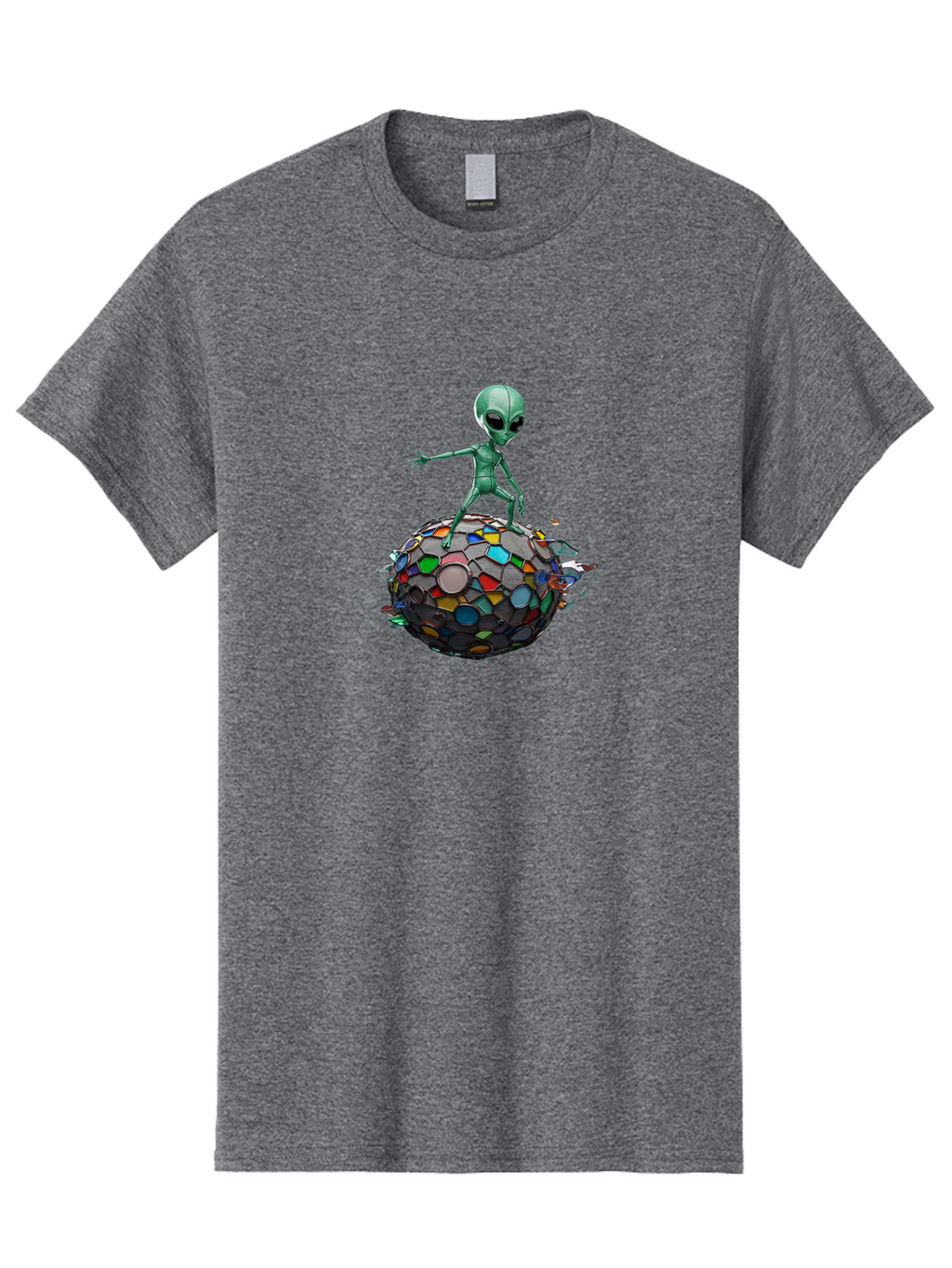 Alien-On-Mosaic-Globe Men'S Graphic Tee, 100% Cotton, Comfortable Casual Summer Wear, Machine Washable, Vintage Camera, Old Camera, Antique Camera, Black Camera, Classic Photography, Photography Equipment, Nostalgic Device, Film Camera, Bao041