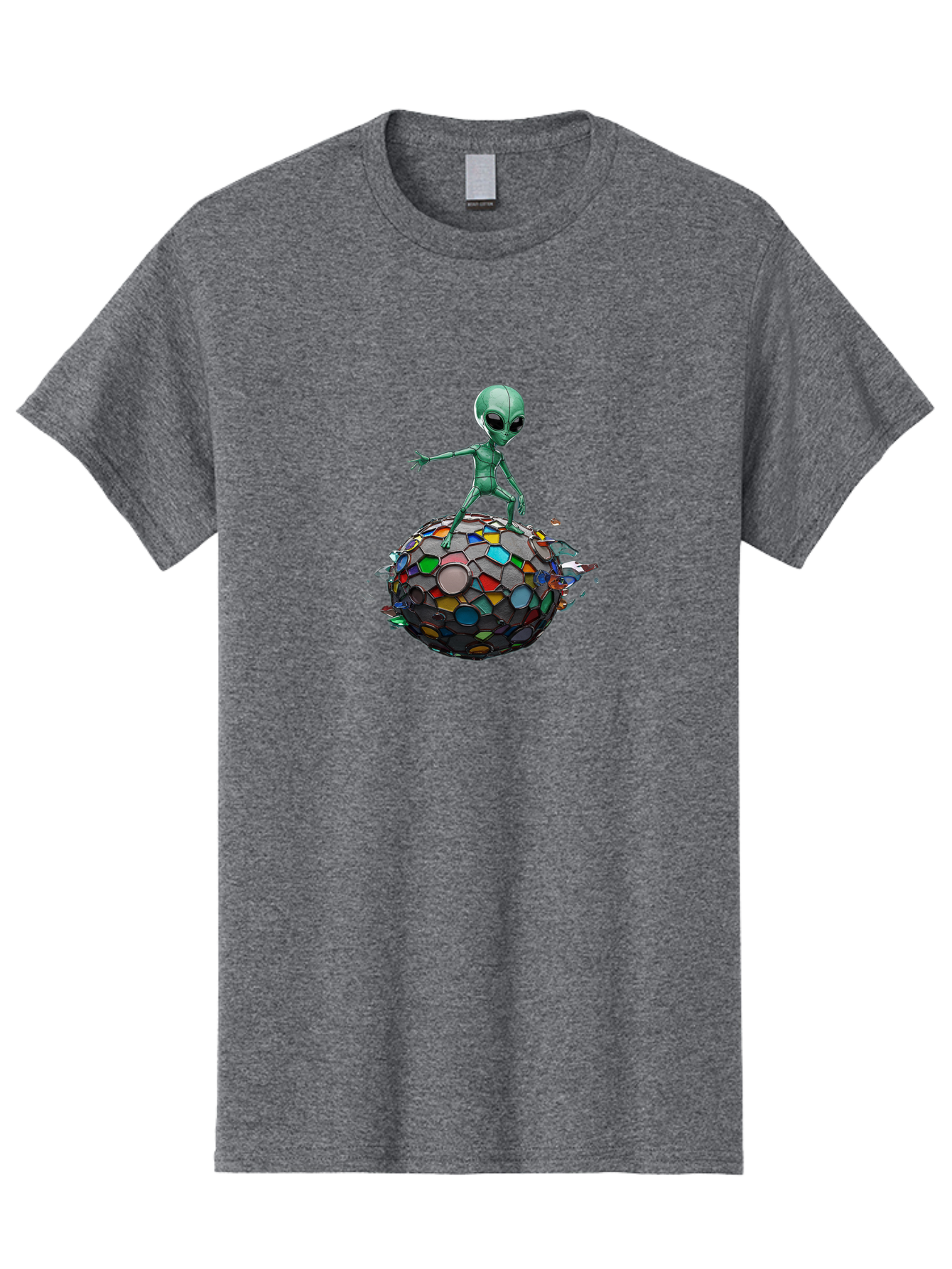 Alien-On-Mosaic-Globe Men'S Graphic Tee, 100% Cotton, Comfortable Casual Summer Wear, Machine Washable, Vintage Camera, Old Camera, Antique Camera, Black Camera, Classic Photography, Photography Equipment, Nostalgic Device, Film Camera, Bao041